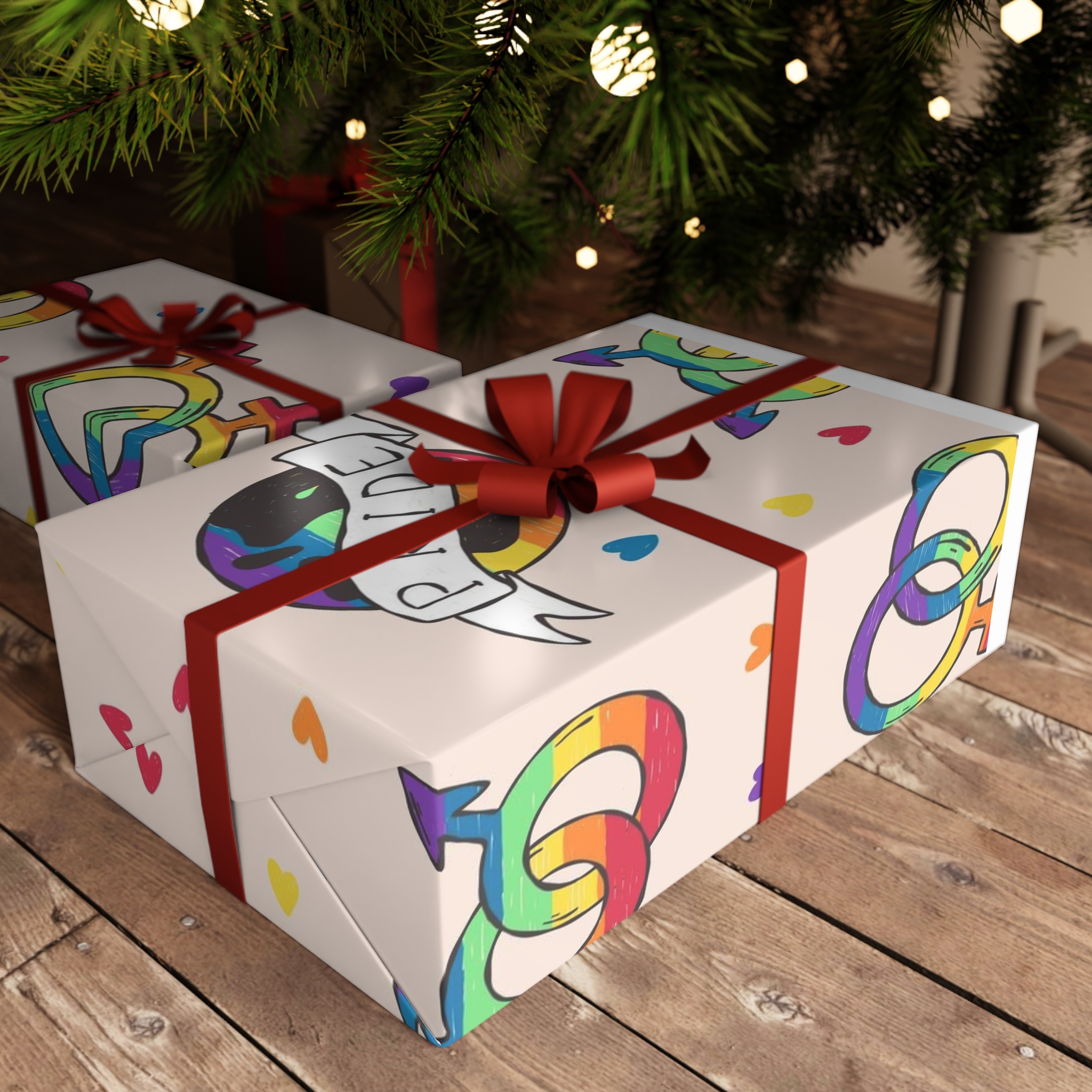Rainbow Pride Seamless Pattern With Love Symbols Hand Drawn Style Gift Wrapping Paper Sheets 1pc - Image 6