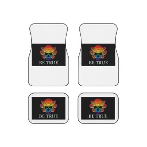 Skull Pride Rainbow Vintage Vector Premium T Shirt(1) Car Mats Set Of 4