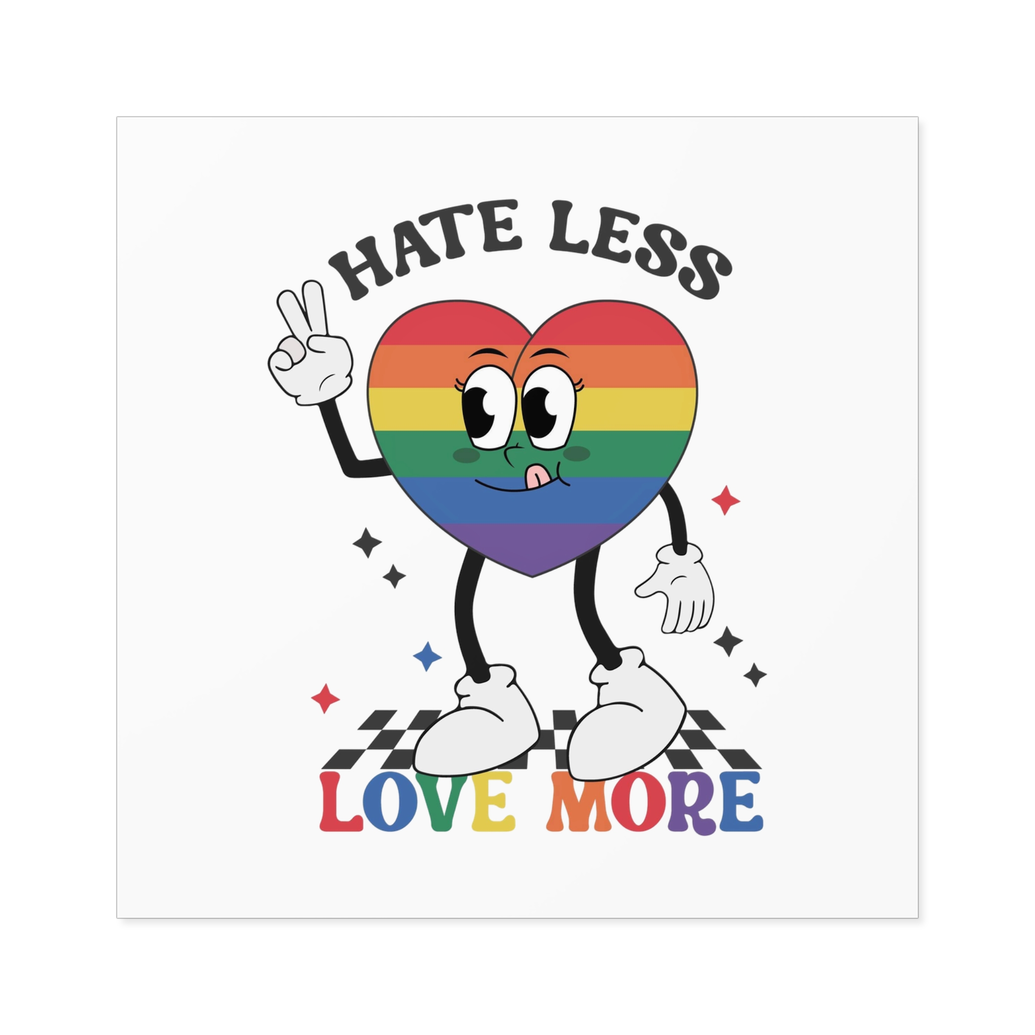 Heart With Words Hate Less Love More It Laminate Stickers Square - Image 33
