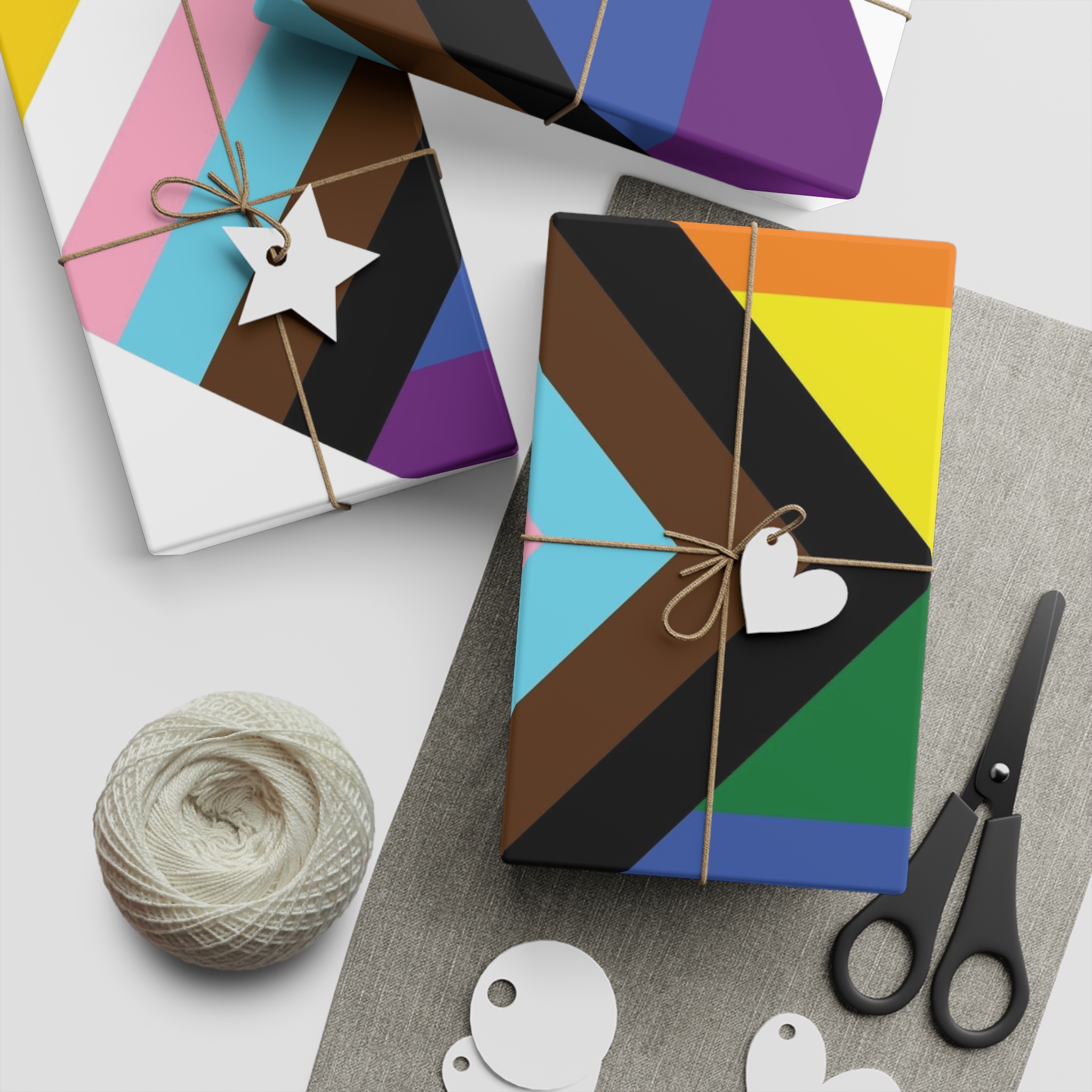 Heart With Rainbow Colored Heart Gift Wrapping Paper Sheets 1pc - Image 5