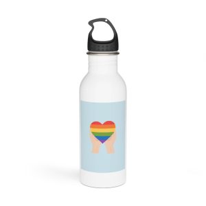 Pride Lgbt Card Support Love Poster That Says Rainbow Heart It Stainless Steel Water Bottle