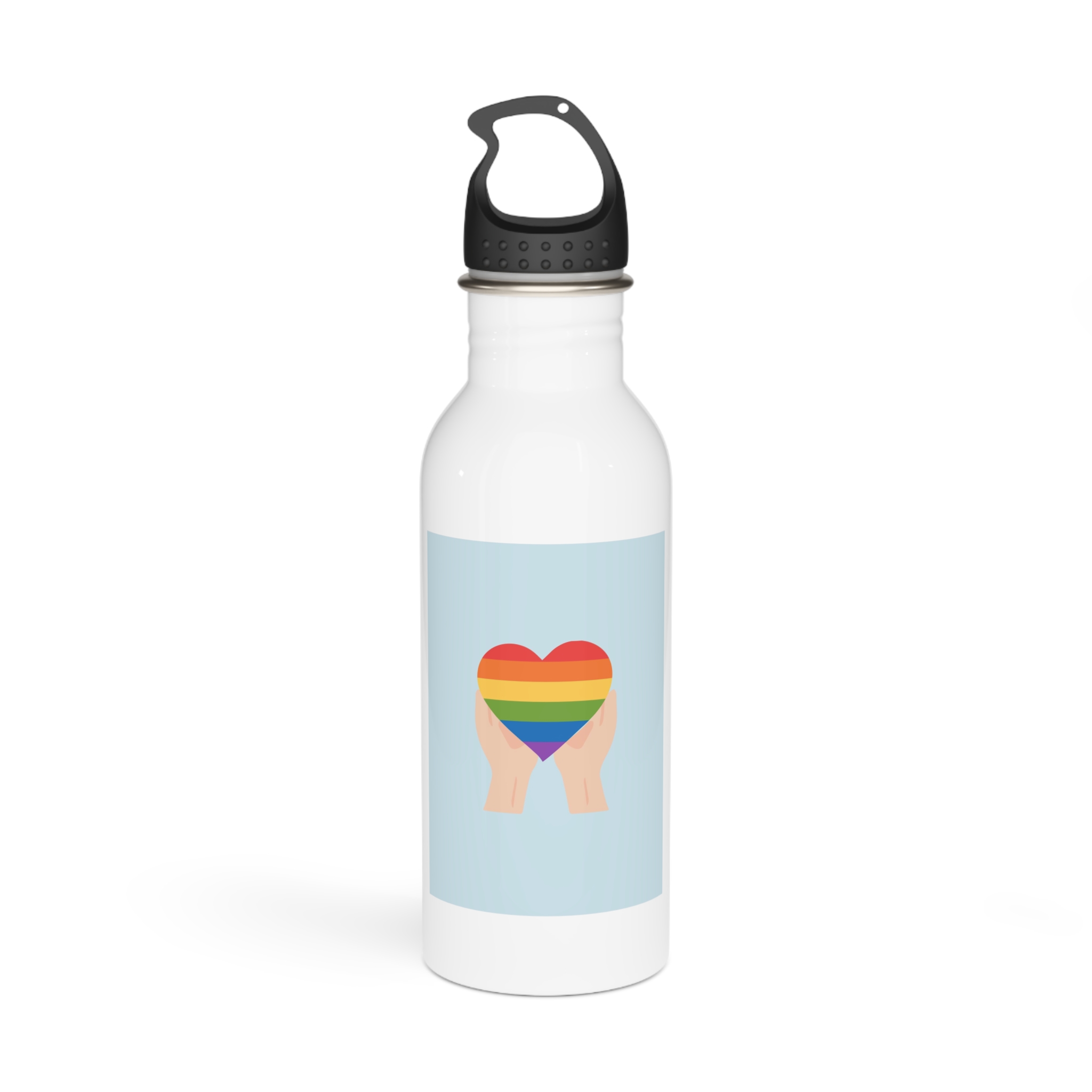 Pride Lgbt Card Support Love Poster That Says Rainbow Heart It Stainless Steel Water Bottle