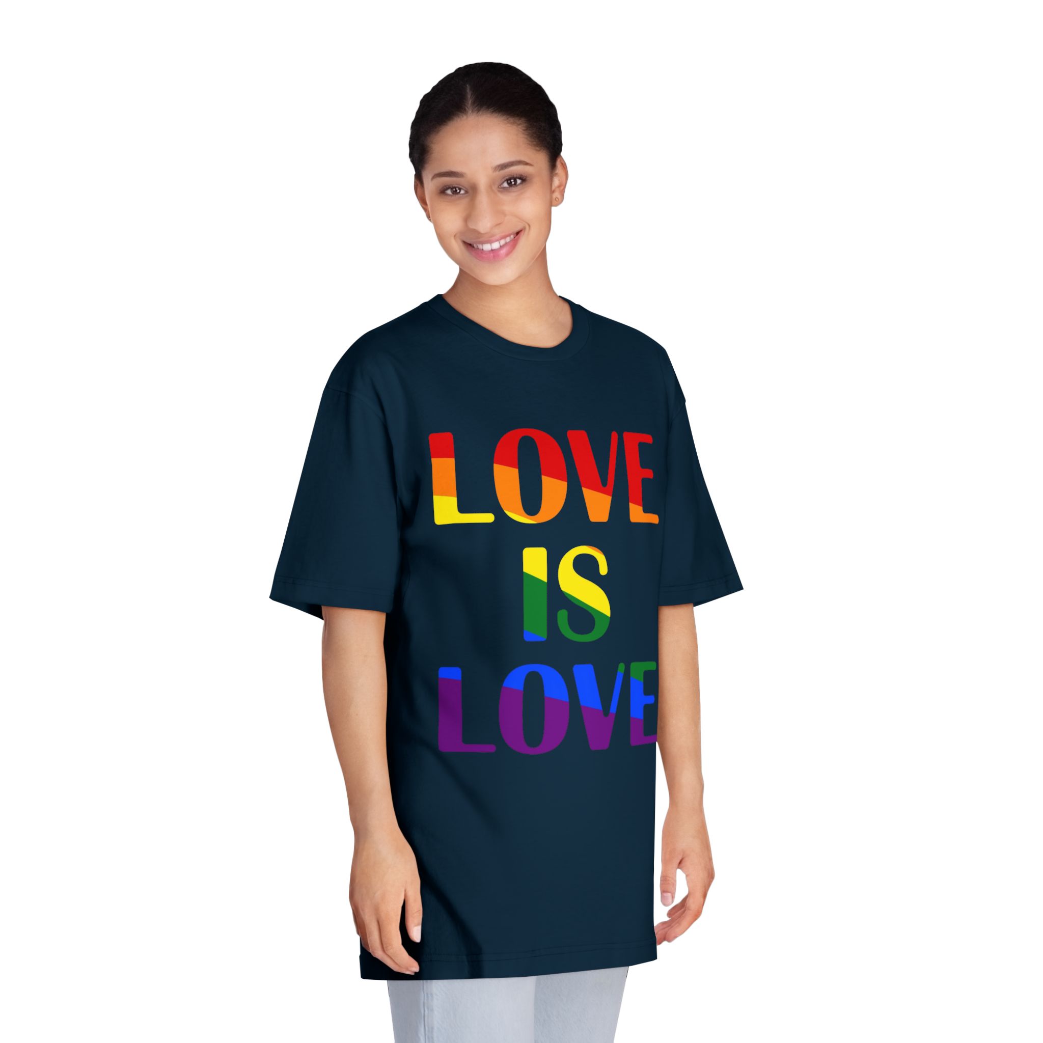 Love Is Love With Rainbow Colors Slogan Typography Banner - Unisex Classic Crewneck T Shirt - Image 19