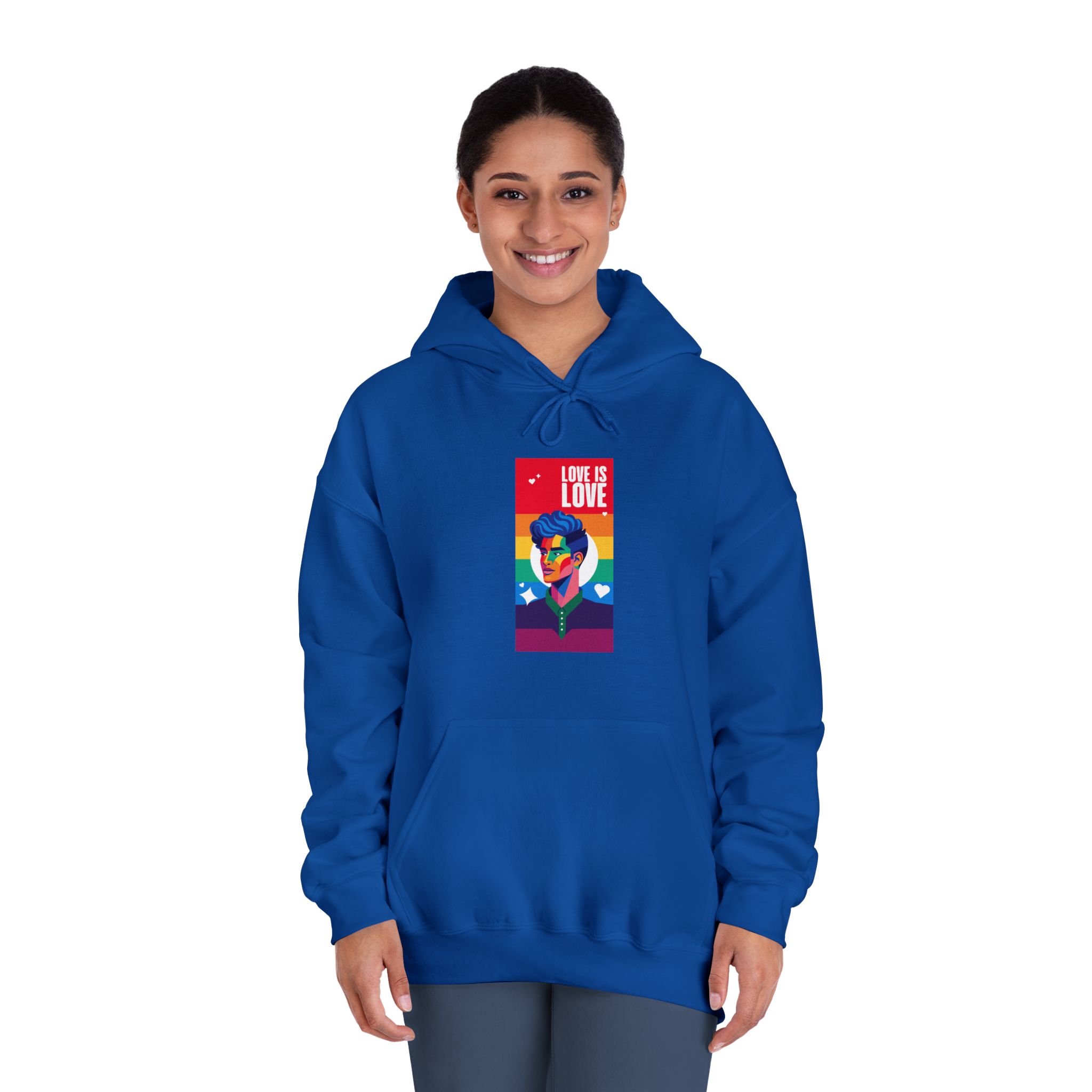 Poster Man With Rainbow Colored Face Rainbow Colored Background Unisex Dryblend Hooded Sweatshirt - Image 28