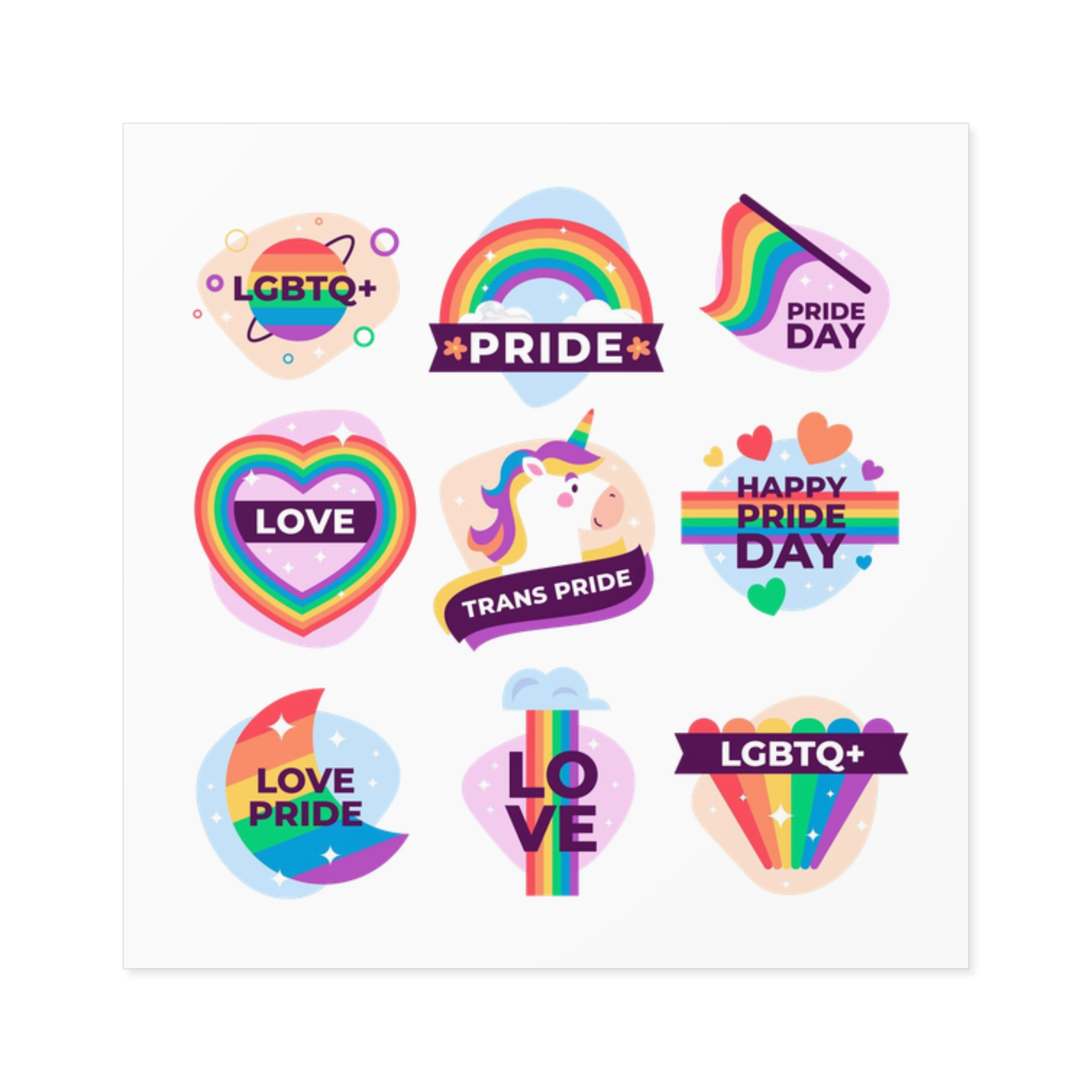 Labels Design Pride Day Event Laminate Stickers Square - Image 13