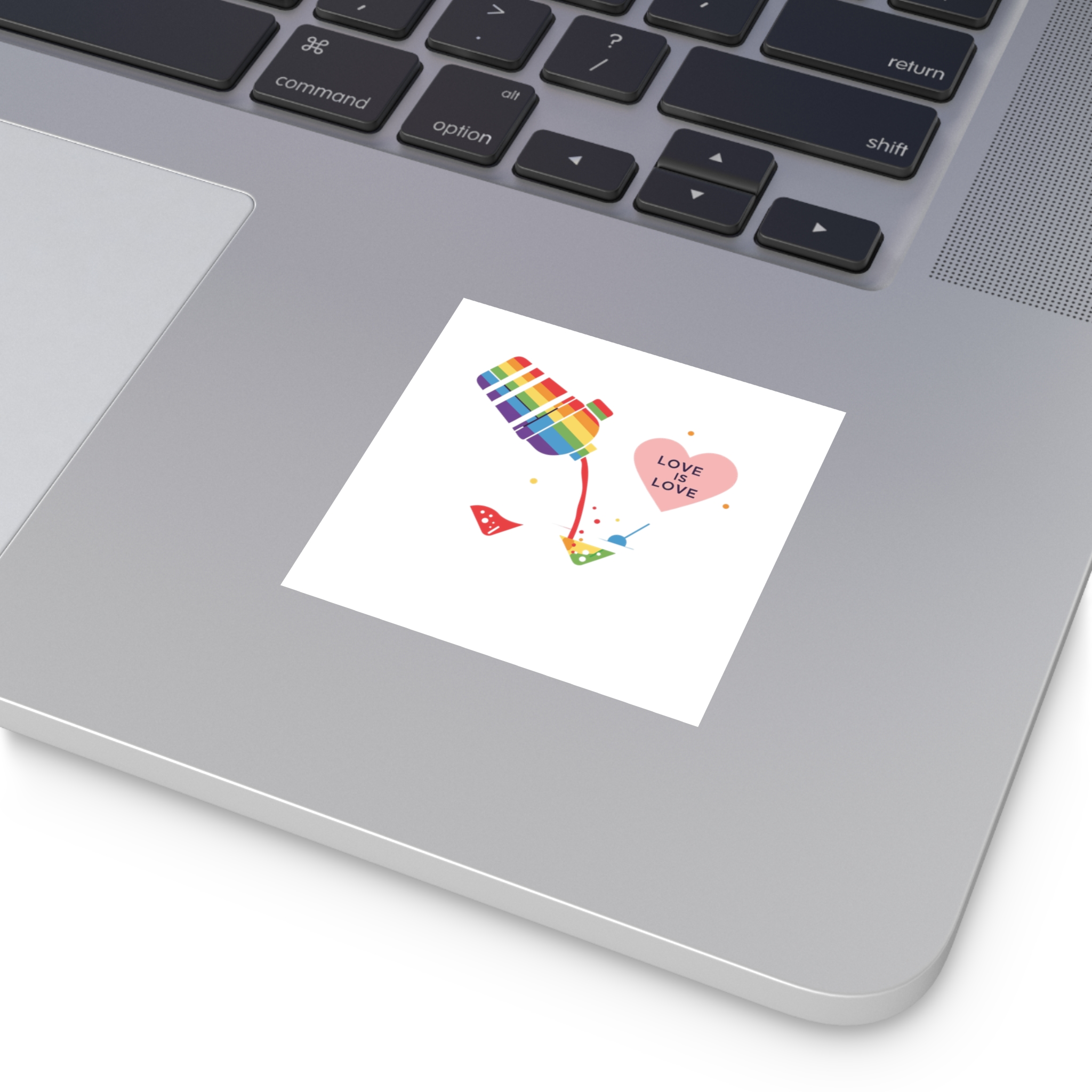 Rainbow Cocktail Shaker Pouring Drink With Heart Love Is Love Illustration Vector Laminate Stickers Square - Image 67