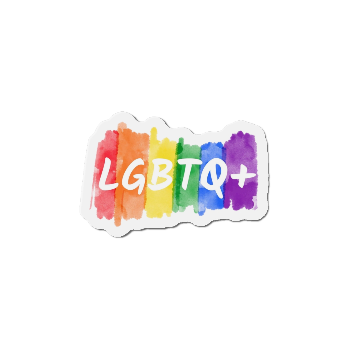 Lgbtq Logo Lettering Text Vector Rainbow Watercolor Paint Textured Colorful Stripes Die Cut Magnets - Image 10