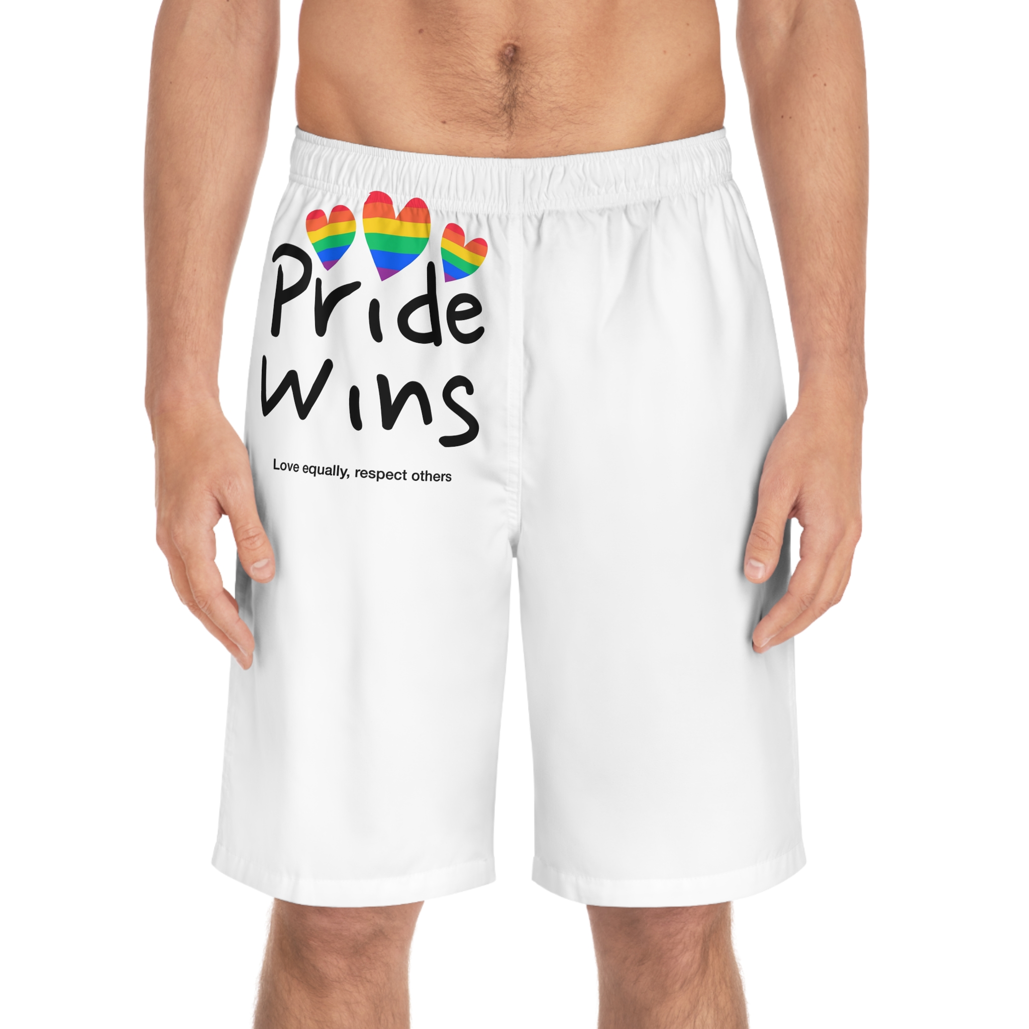 Love Letter Pride Rainbow Lettering Text Writing Pattern Freedom Love Heart Homo Colors Flag Parade (1) Mens Board Shorts Aop - Image 3