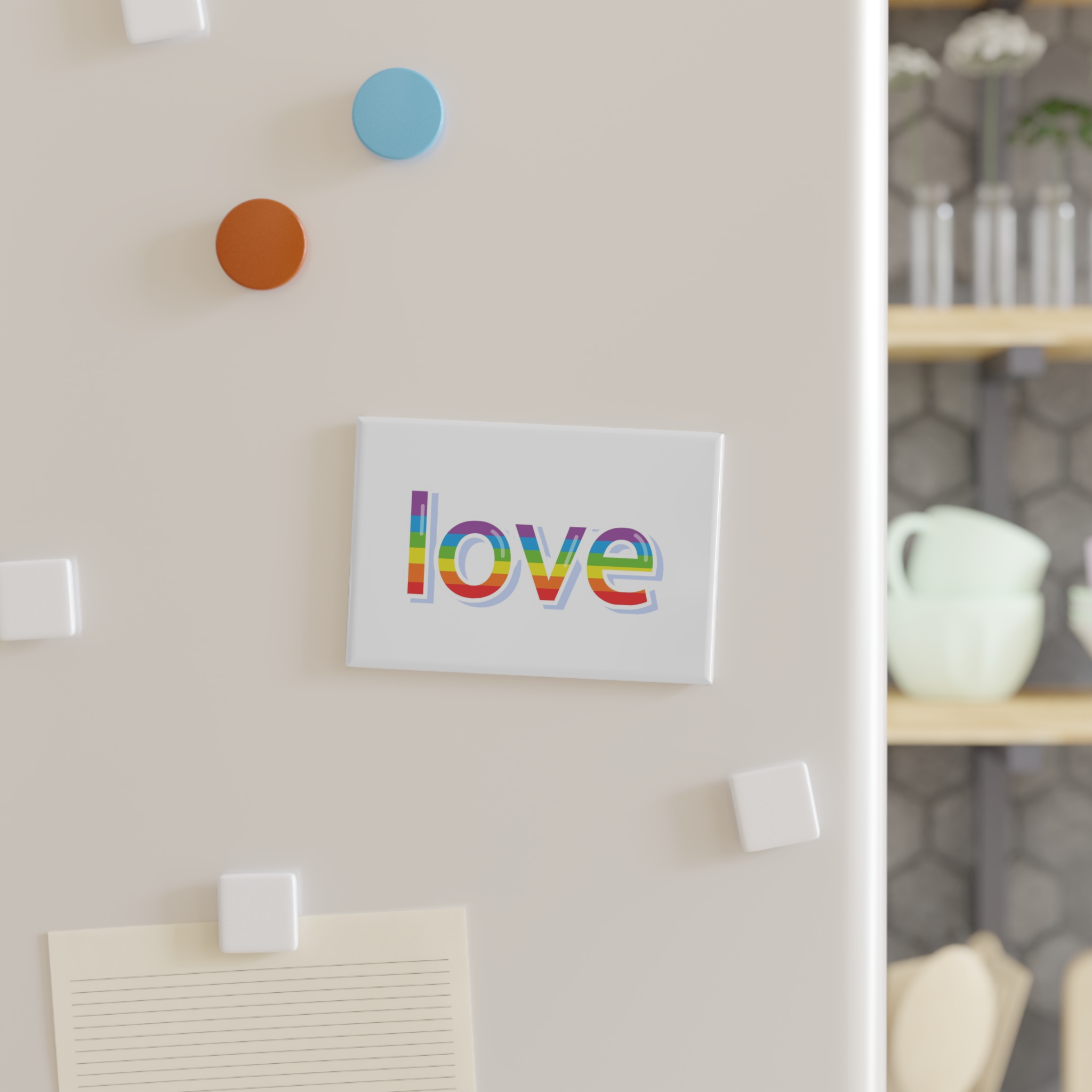 Word Love Rainbow Beautiful Letters Sticker Word Love Light Background Button Magnet Rectangle 1 And 10 Pcs - Image 7