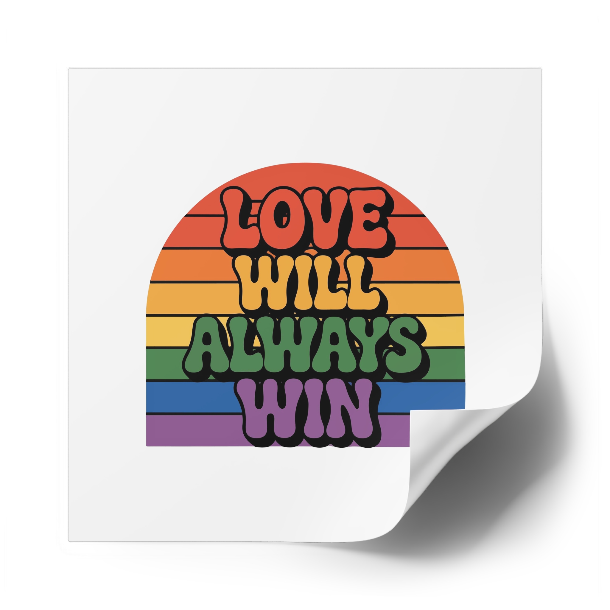 Love Will Always Win Pride Celebration Laminate Stickers Square - Image 50