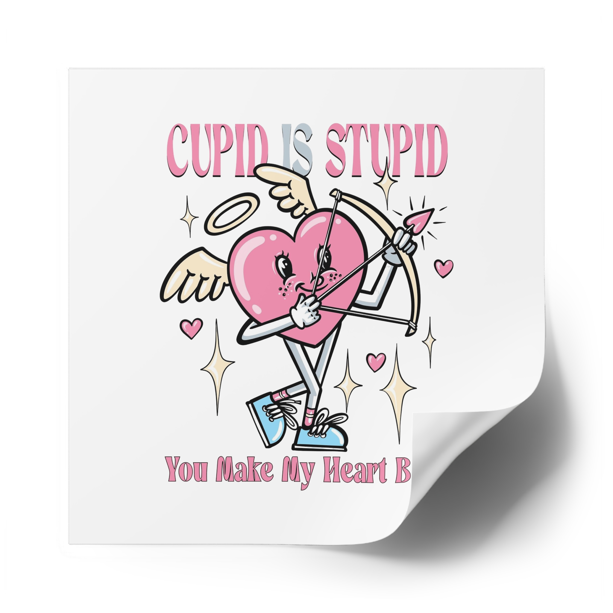 Love Cupid Holding Bow Tshirt Design Laminate Stickers Square - Image 58