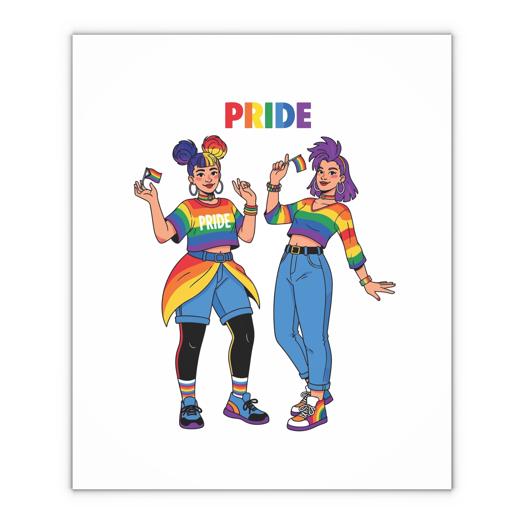 Two Diverse Young Women Celebrate Pride Month With Rainbow Flags Colorful Attire Gift Wrapping Paper Sheets 1pc - Image 4