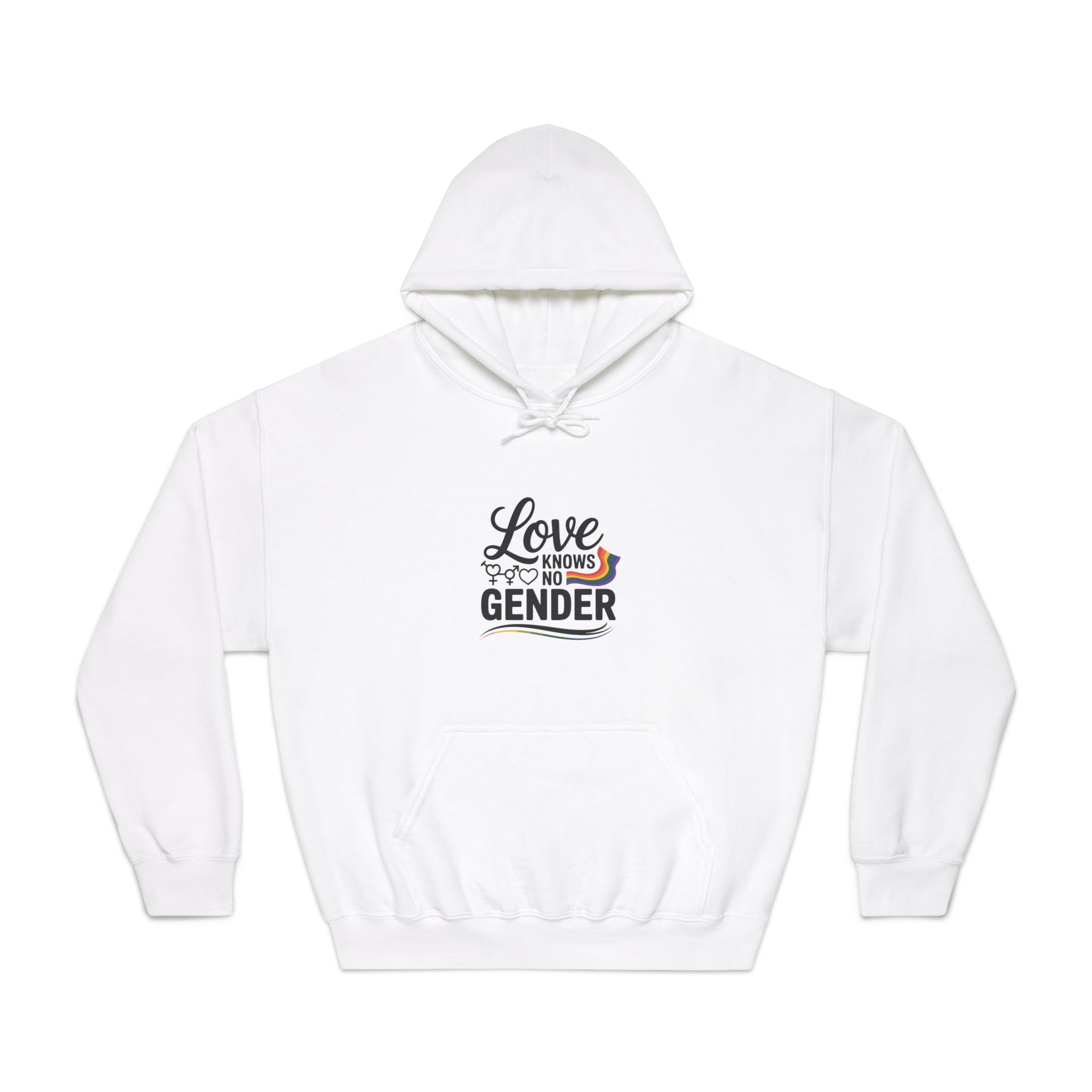 Love Knows No Gender T Shirt Design Isolated White Background Unisex Dryblend Hooded Sweatshirt