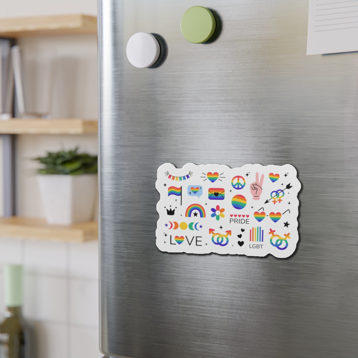 Lgbt Stickers Pack Doodle Style Lgbtq Set Lgbt Pride Community Symbols Rainbow Colored Element Die Cut Magnets - Image 12