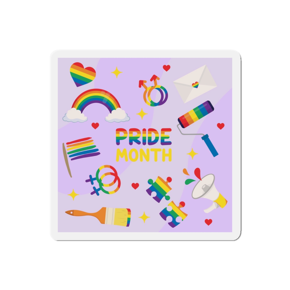Pride Month Lgbtq Symbol Rainbow Colors Cute Elements Set Die Cut Magnets - Image 10