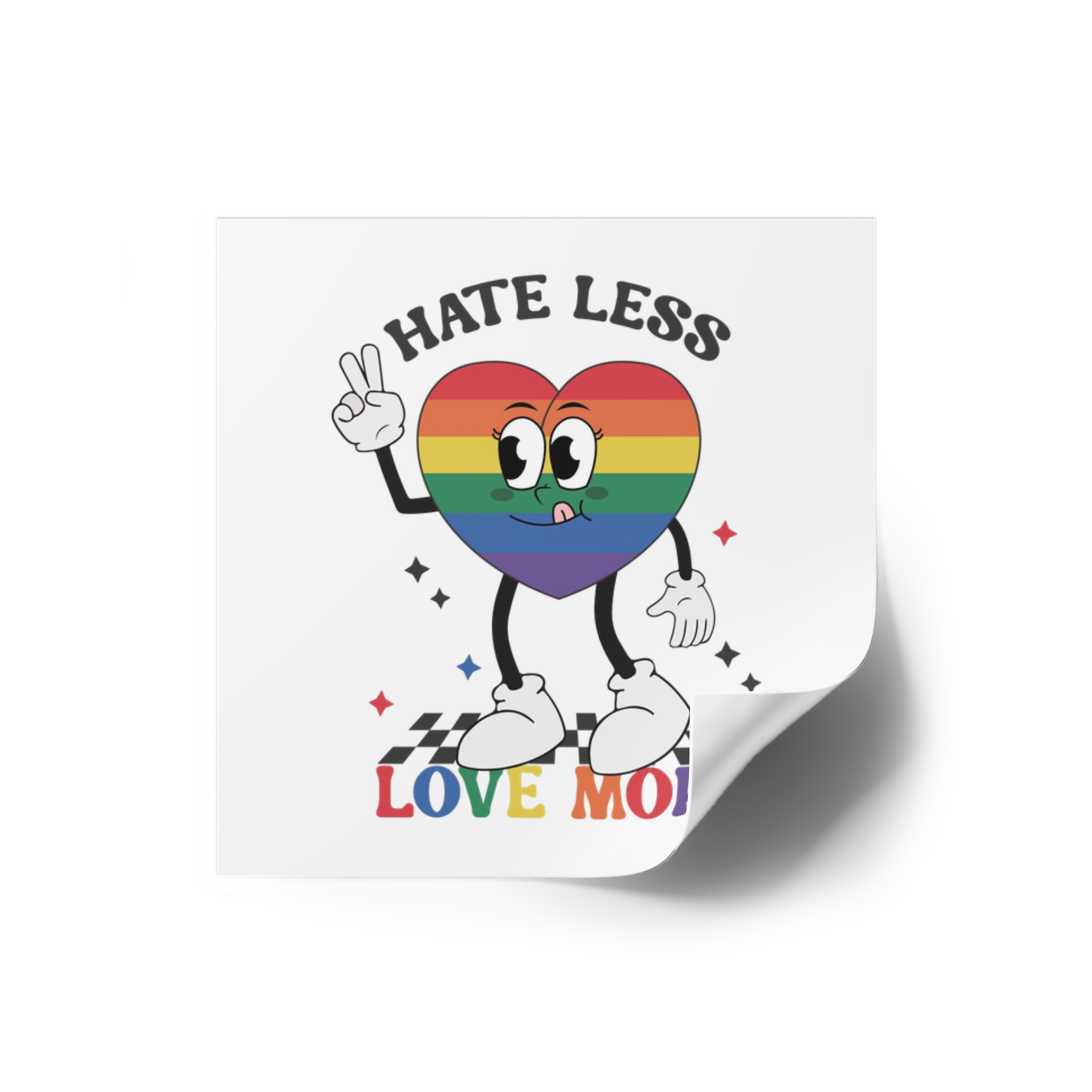 Heart With Words Hate Less Love More It Laminate Stickers Square - Image 2