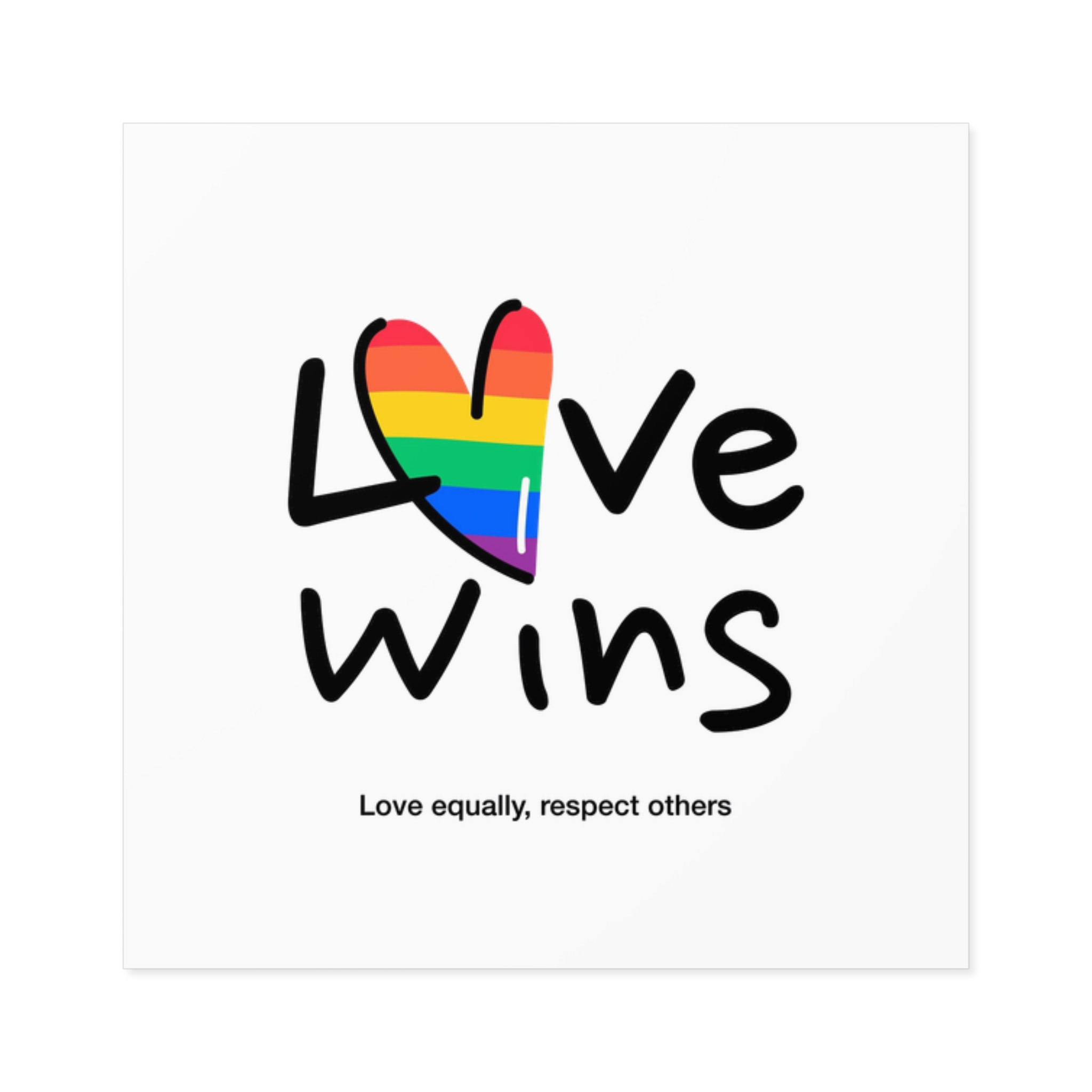 Love Letter Pride Rainbow Lettering Text Writing Pattern Freedom Love Heart Homo Colors Flag Parade(2) (1) Laminate Stickers Square