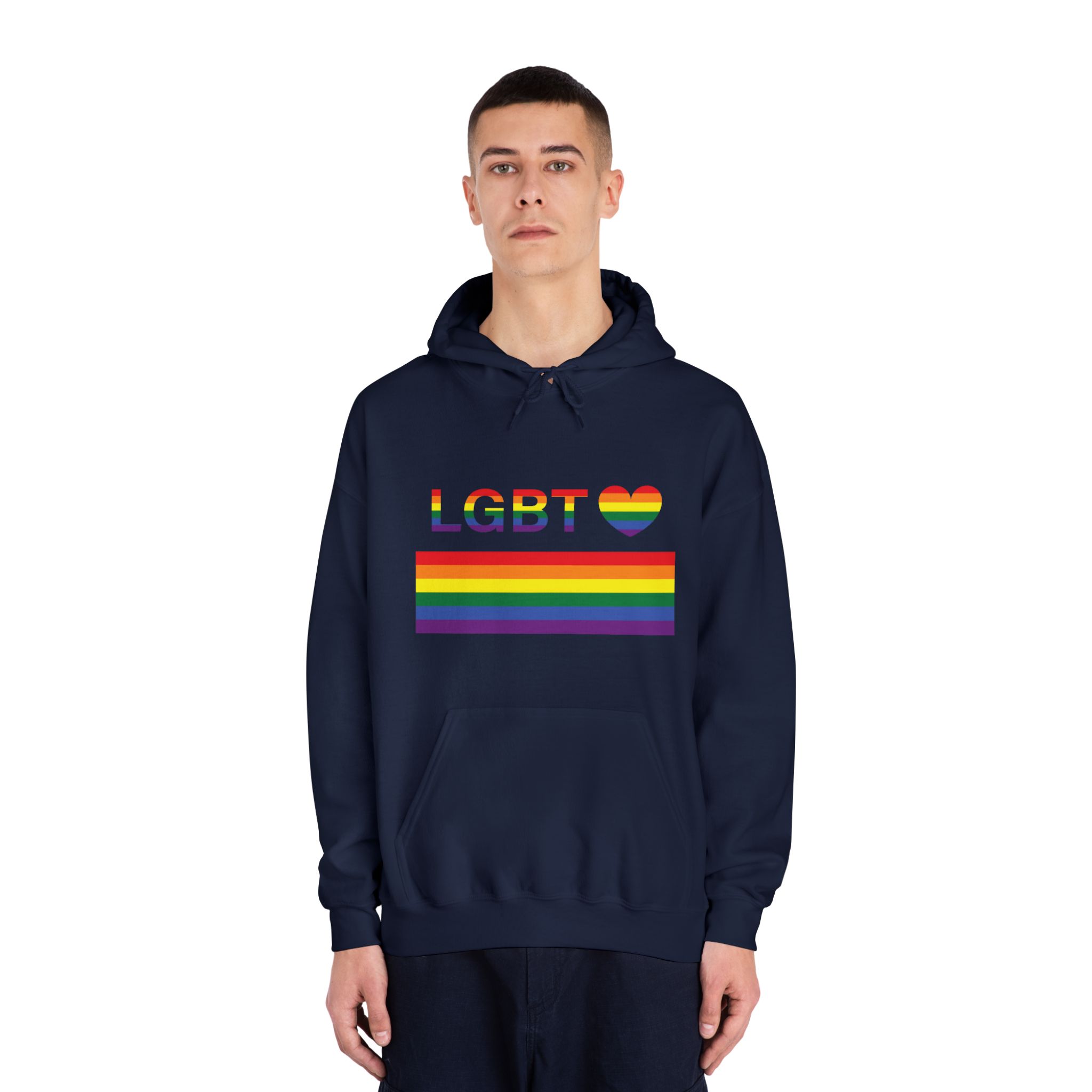 Lgbt Word Text Letter With Heart Rainbow Color Flag Isolated White Background Vector Illustration Unisex Dryblend Hooded Sweatshirt - Image 31