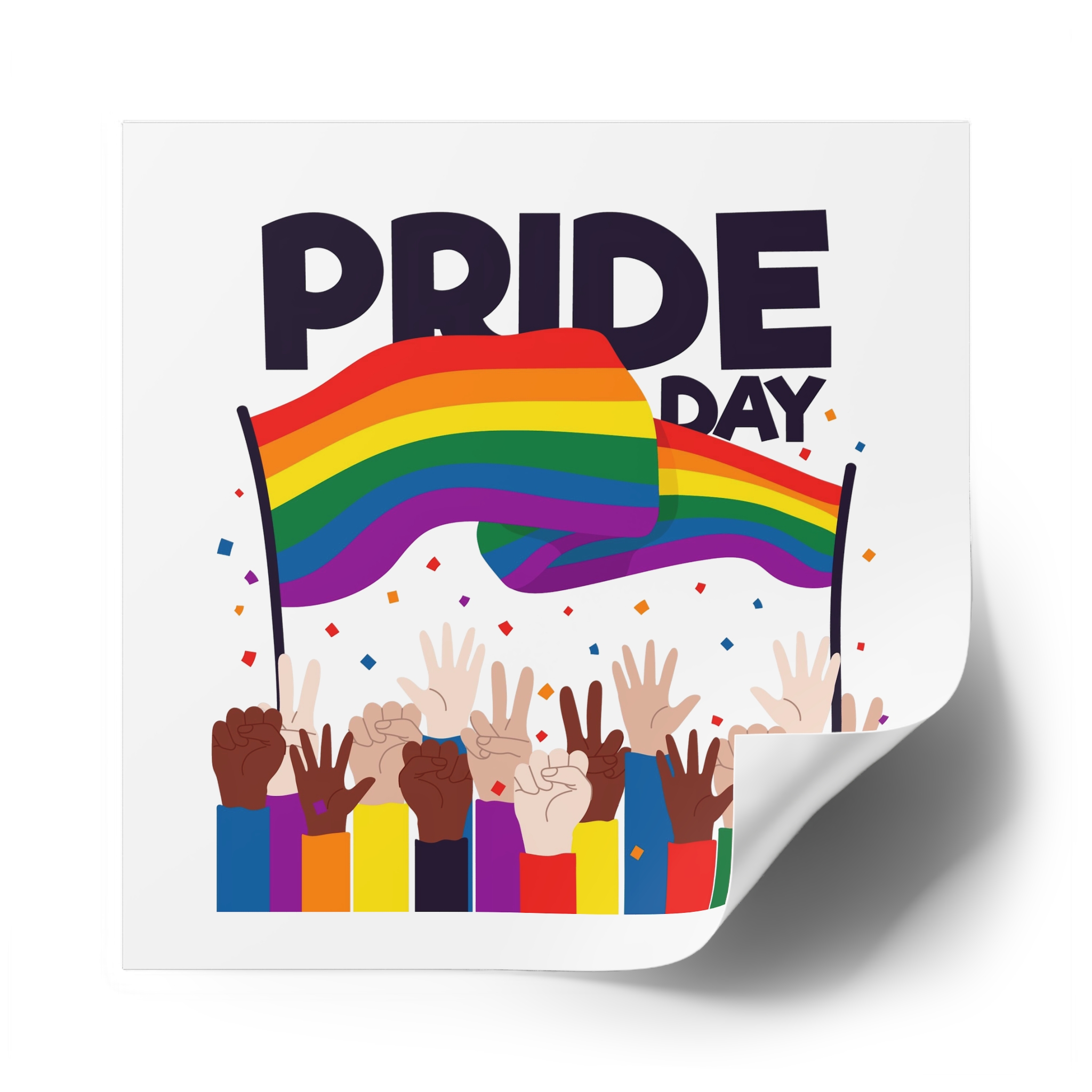 Pride Day Event With Rainbow Flag Theme Laminate Stickers Square - Image 50