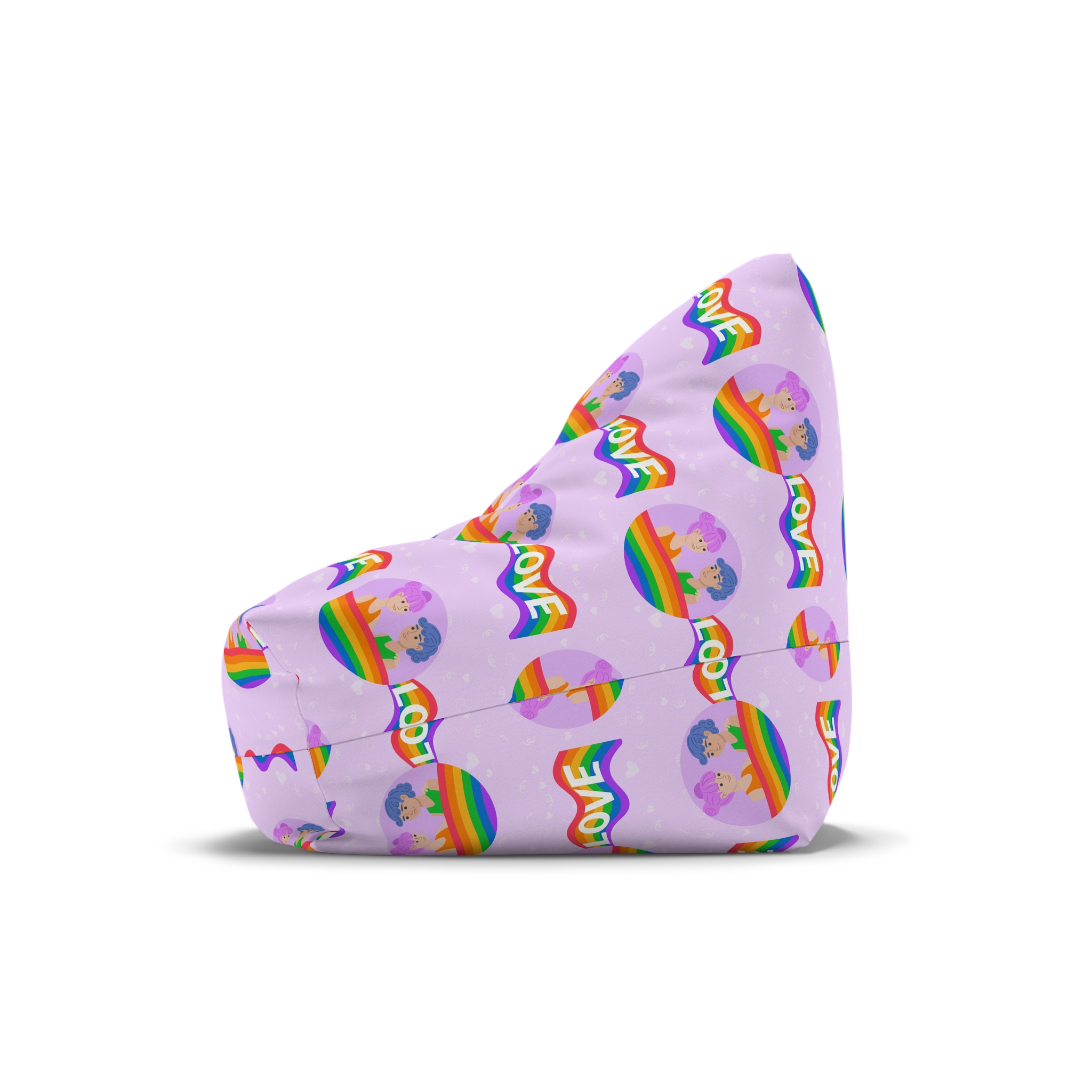 Joyful Group Holding Waving Pride Flag Bean Bag Chair Cover - Image 4