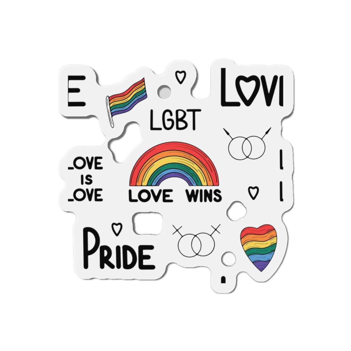 Lgbtq Pride Seamless Illustration Rainbow Hearts Love Symbols Die Cut Magnets - Image 7