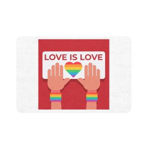 Hands Holding Lgbt Posters People Crowd With Rainbow Flag Gender Signs Hearts Lgbtq Community Pride Pet Food Mat 12x18