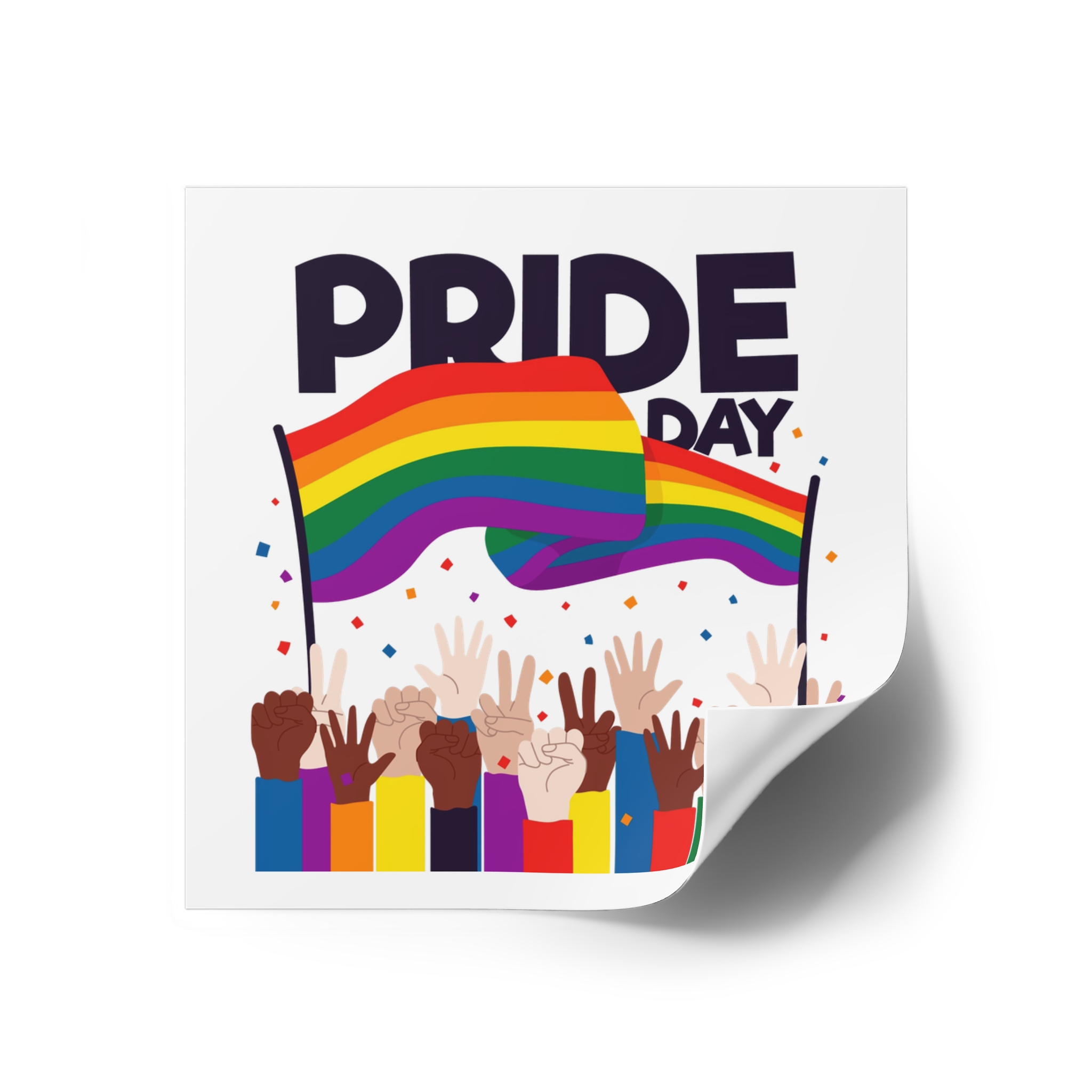 Pride Day Event With Rainbow Flag Theme Laminate Stickers Square - Image 30