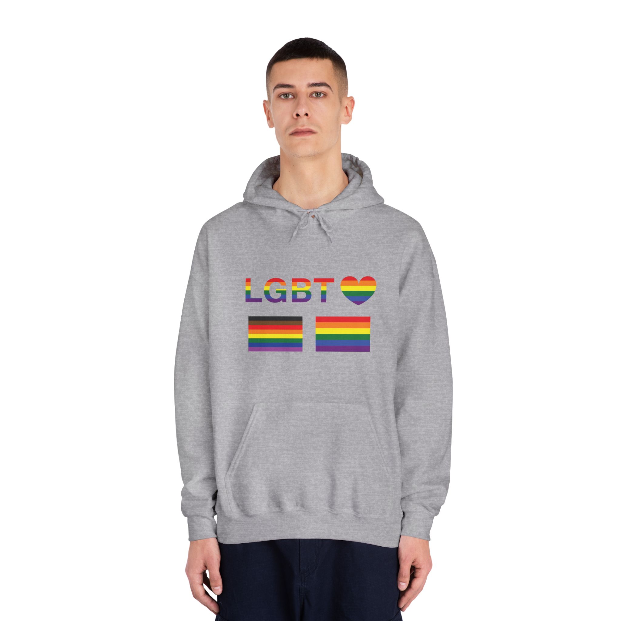 Lgbt Word Text Letter With Heart Rainbow Color Flag Isolated White Background Vector Illustrati Unisex Dryblend Hooded Sweatshirt - Image 15