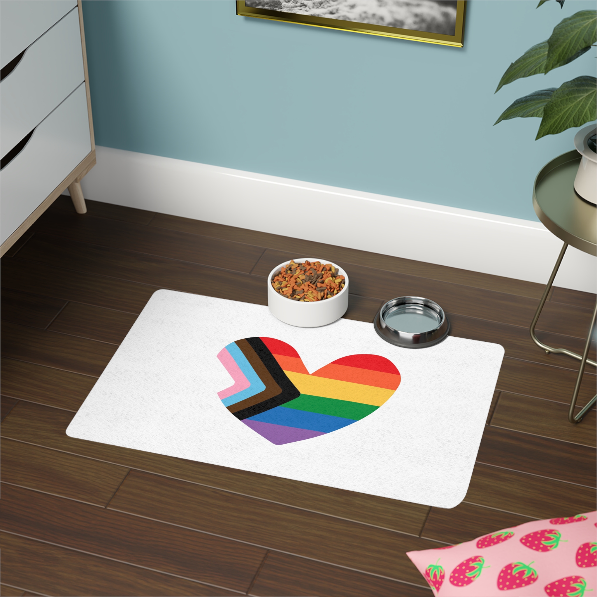 Vector Lgbt Lgbtqia New Flag Rainbow Heart Pet Food Mat 12x18 - Image 4