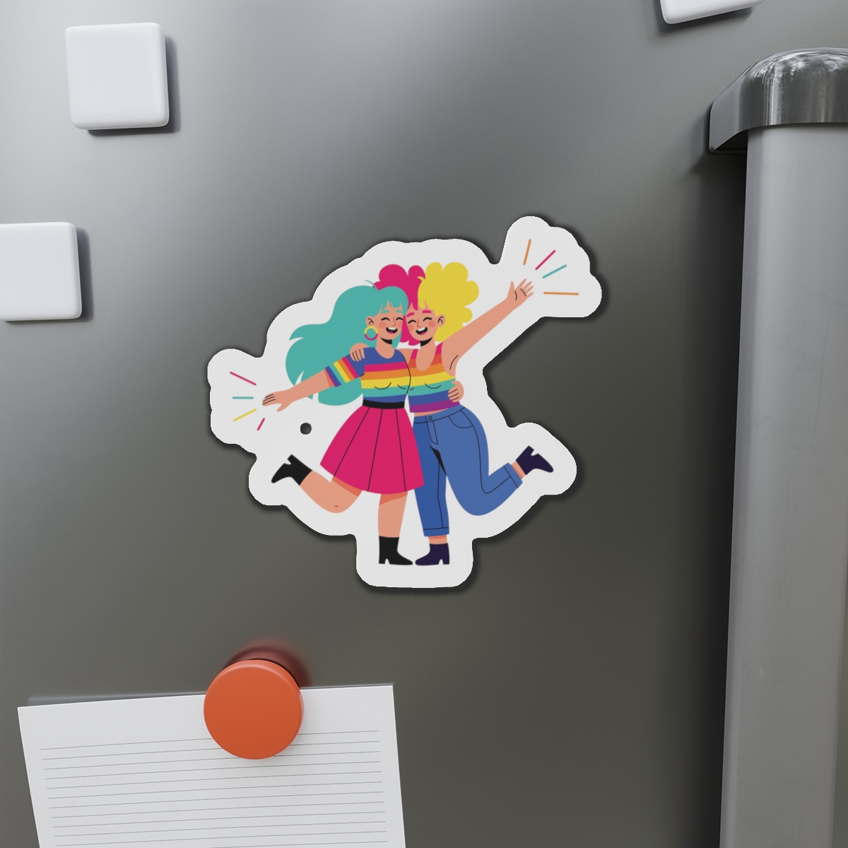 Two Happy Women Celebrating With Pride Flag Colors Die Cut Magnets - Image 14