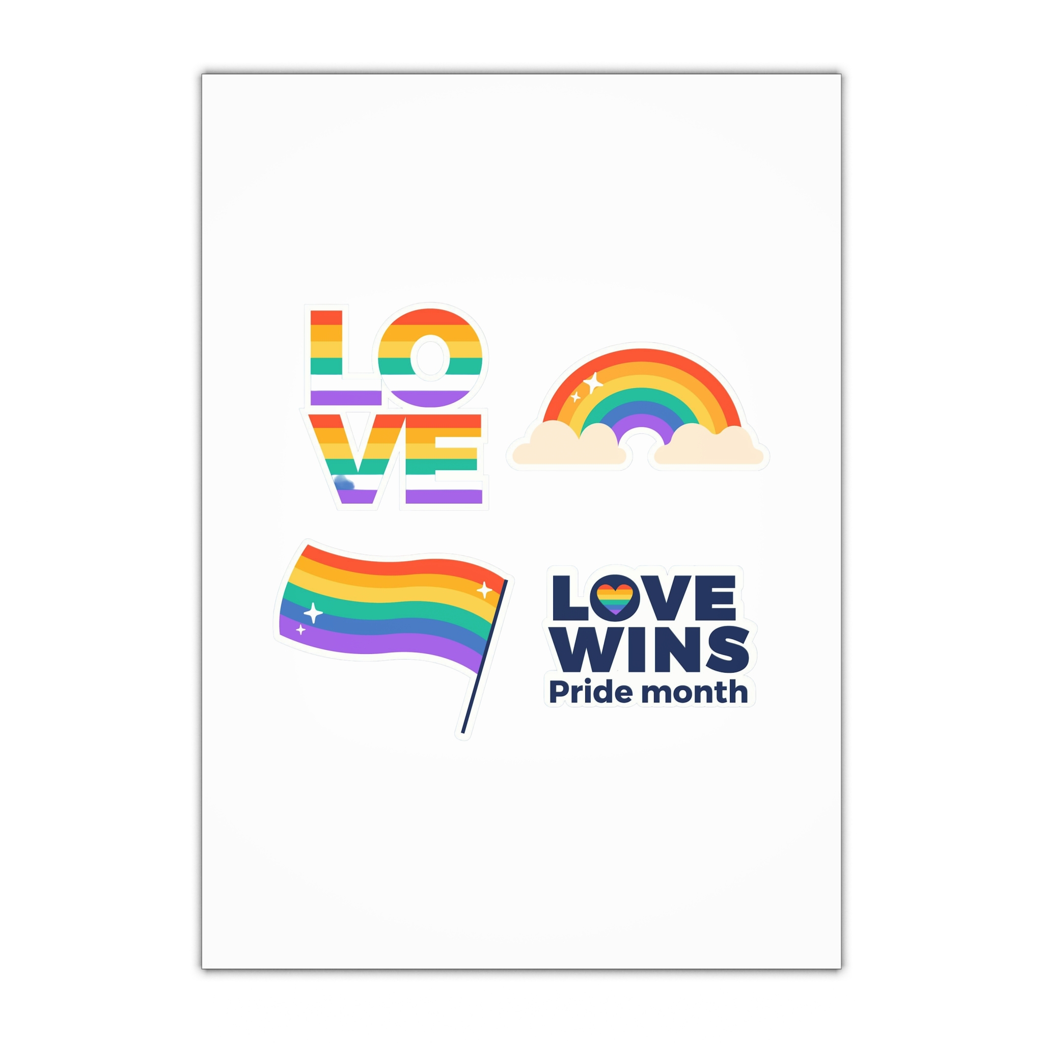 Flat Pride Month Labels Collection Gift Wrapping Paper Sheets 1pc