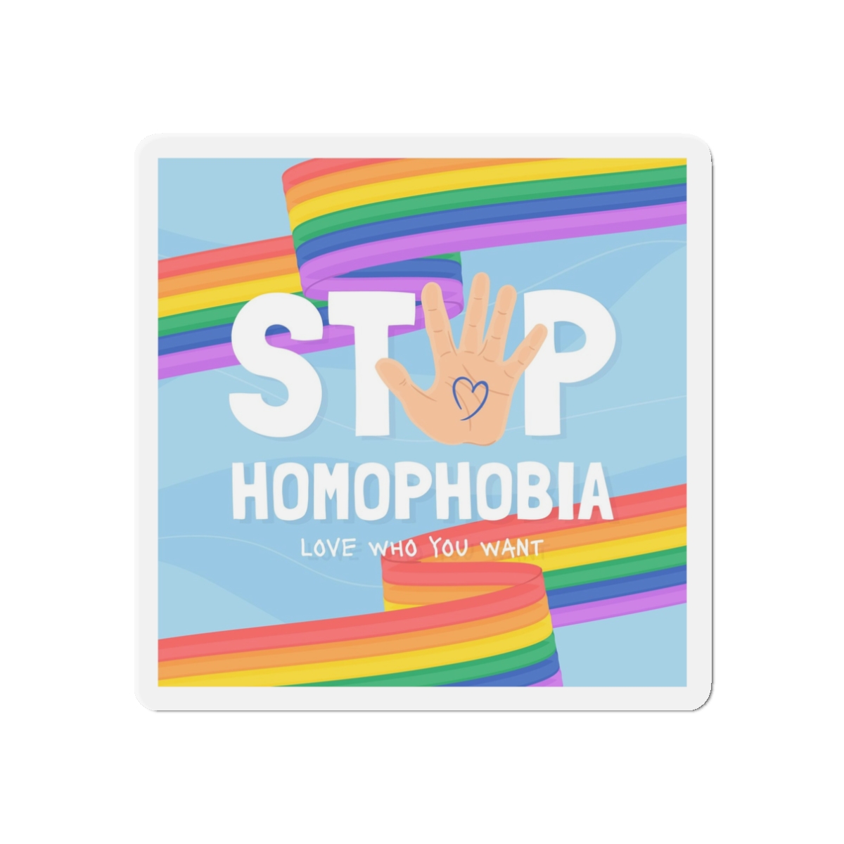 Hand Drawn Stop Homophobia Message Illustrated(1) Die Cut Magnets - Image 4