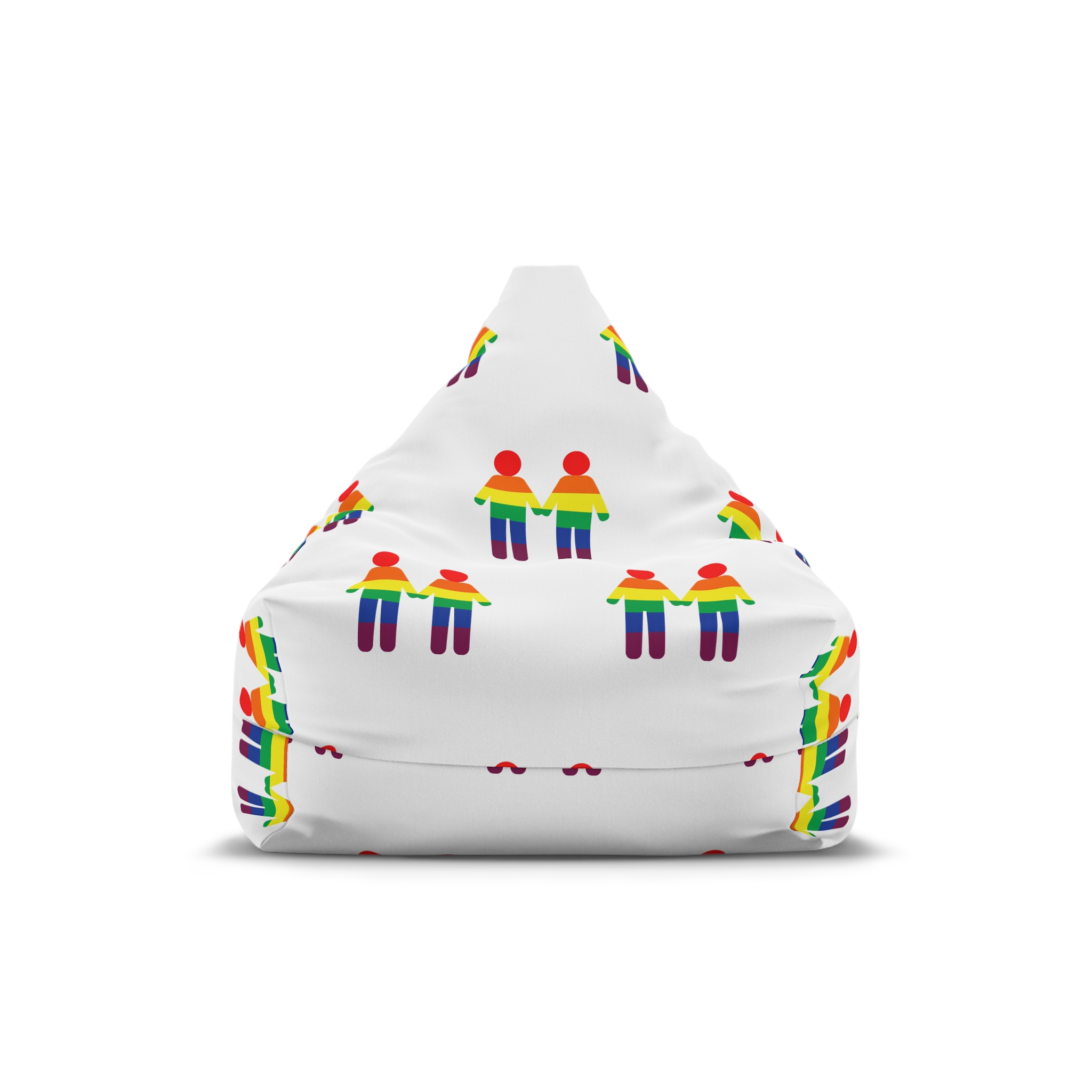 Gay Couple Holding Hands With Rainbow Color Background Vector Bean Bag Chair Cover