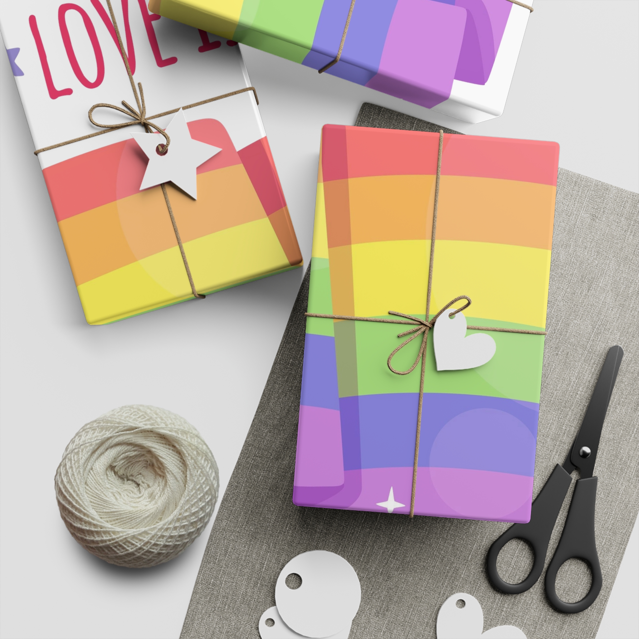 Pride Day Flag With Love Gift Wrapping Paper Sheets 1pc - Image 2