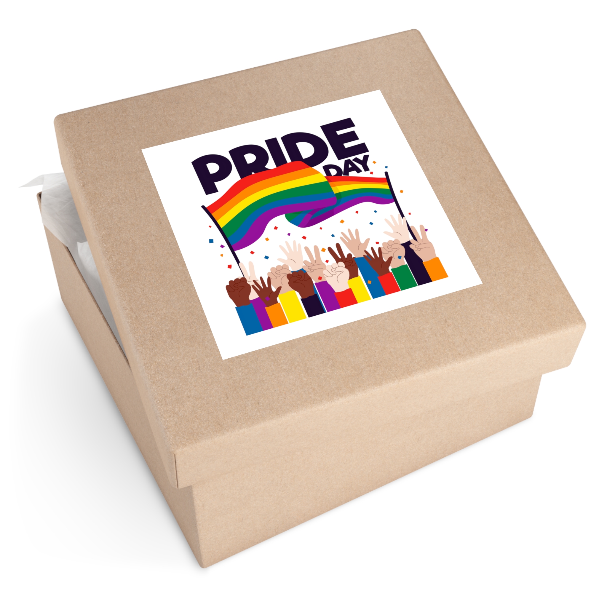 Pride Day Event With Rainbow Flag Theme Laminate Stickers Square - Image 55