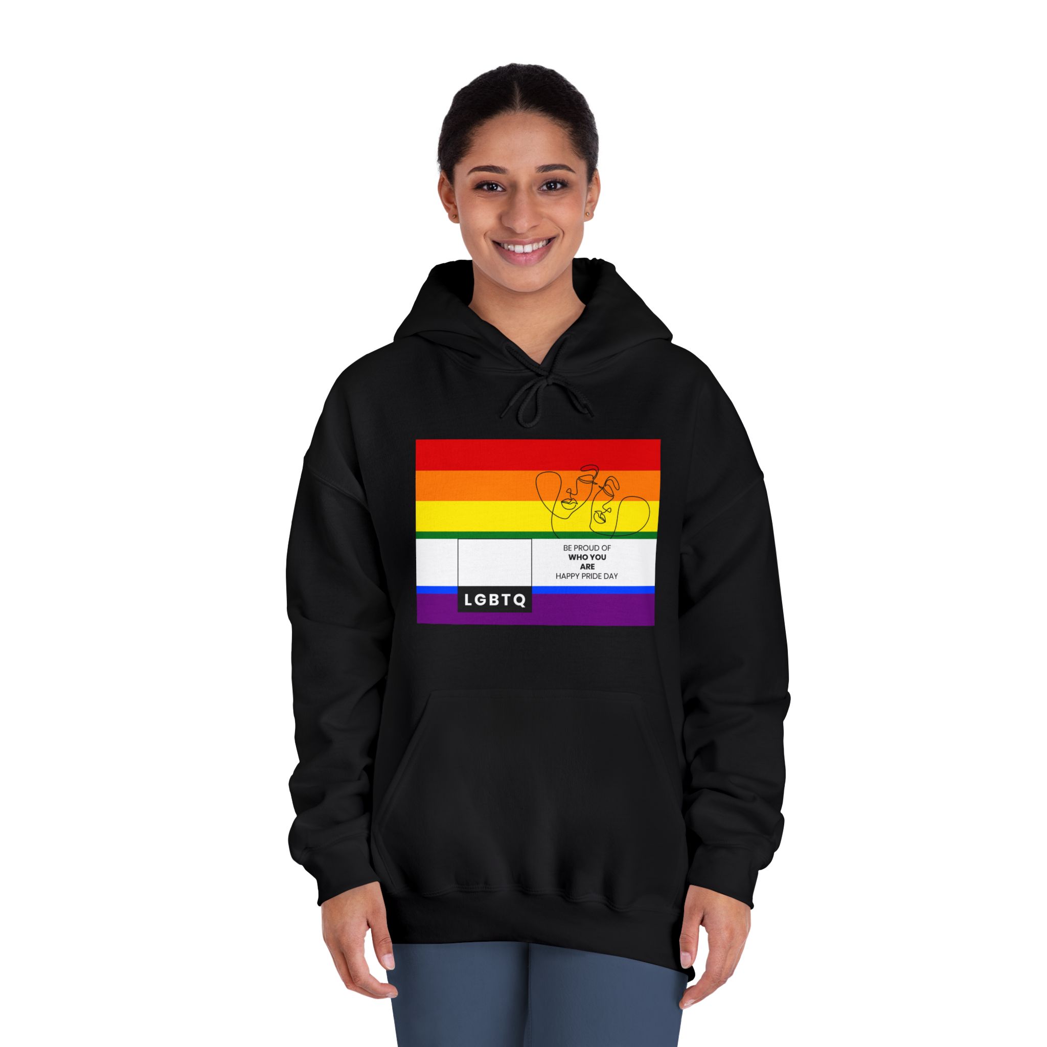 Lgbtq Pride Month Celebration Banner Poster Card Design Vector Illustration Unisex Dryblend Hooded Sweatshirt - Image 12