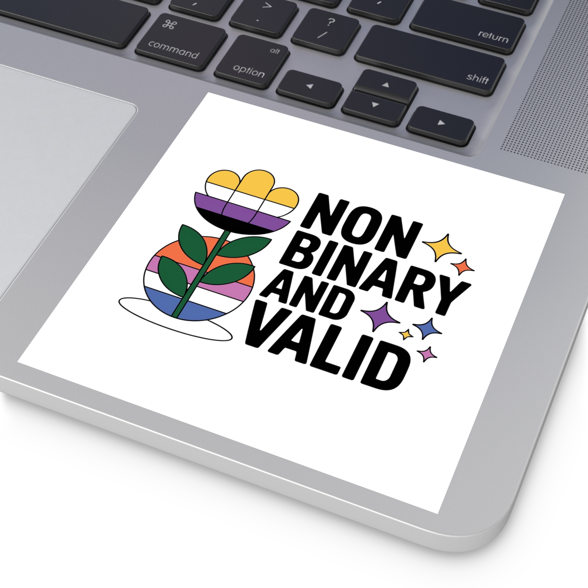 Non Binary Valid T Shirt Design Isolated White Background Laminate Stickers Square - Image 75