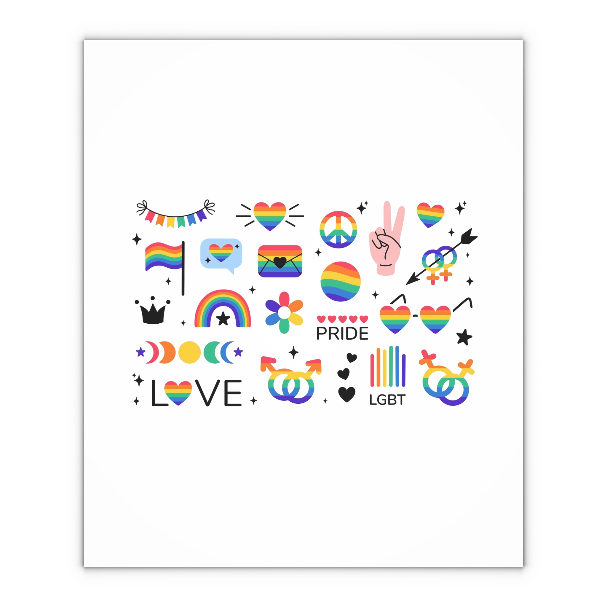 Lgbt Stickers Pack Doodle Style Lgbtq Set Lgbt Pride Community Symbols Rainbow Colored Element Gift Wrapping Paper Sheets 1pc - Image 4