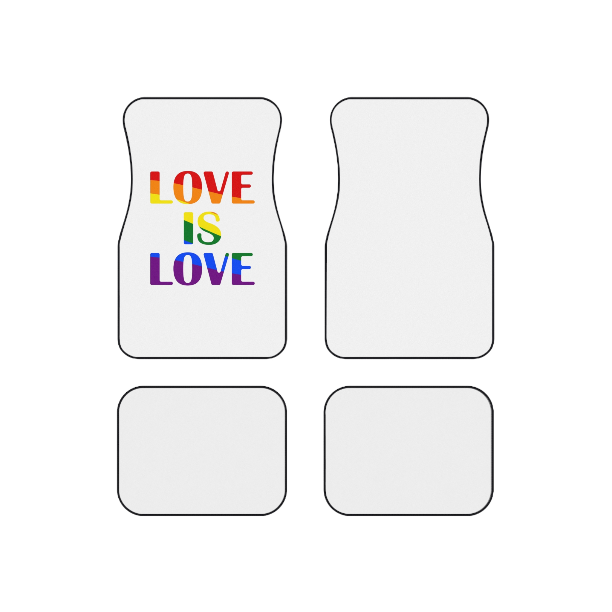Love Is Love With Rainbow Colors Slogan Typography Banner Car Mats Set Of 4