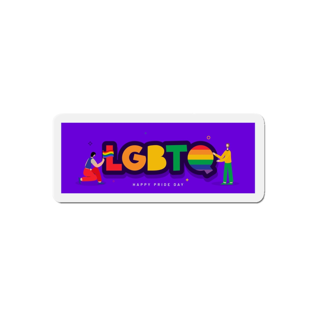 Lgbtq Community Banner Design With Illustration Gay Couple Die Cut Magnets - Image 7