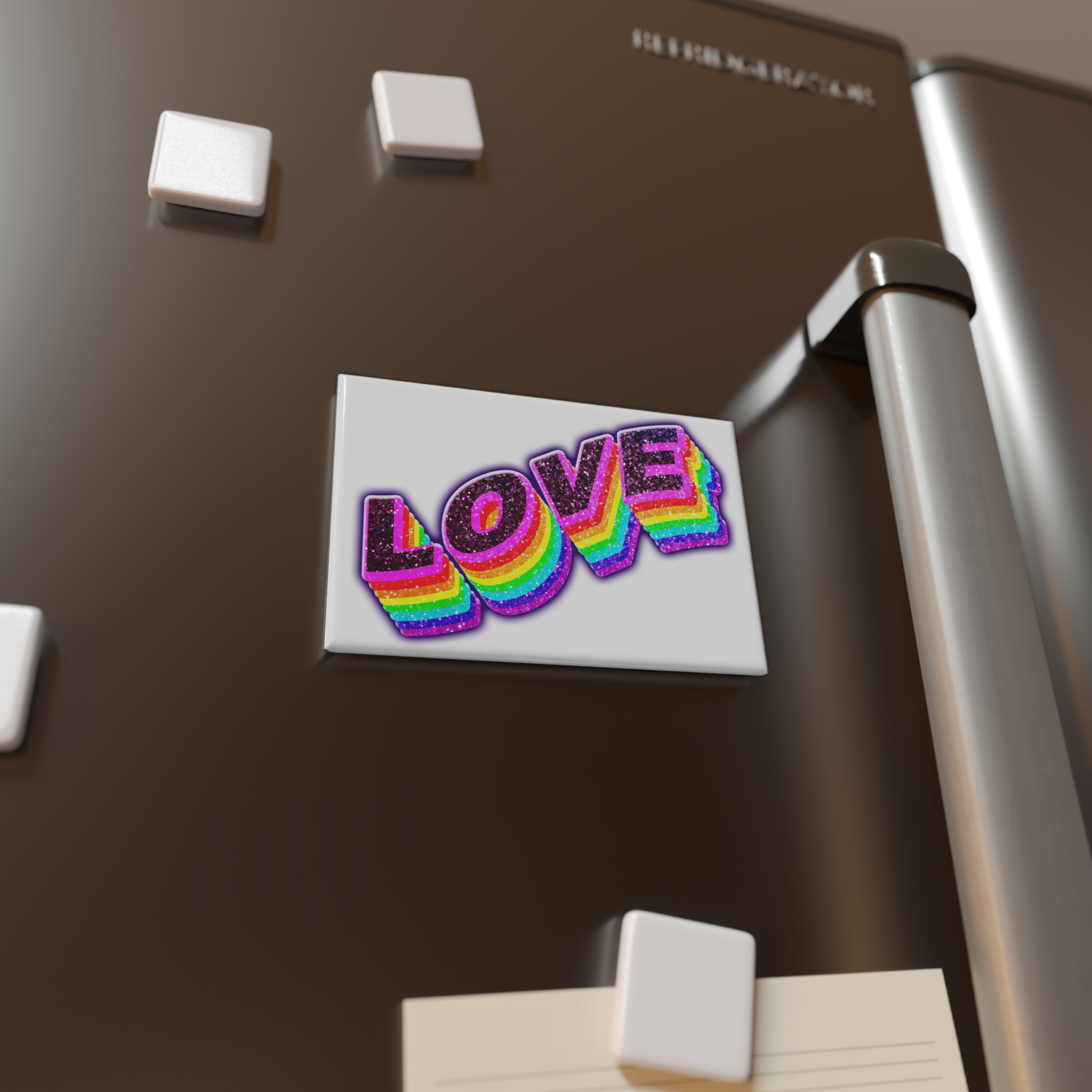 Love Png Word Rainbow Typography Button Magnet Rectangle 1 And 10 Pcs - Image 4