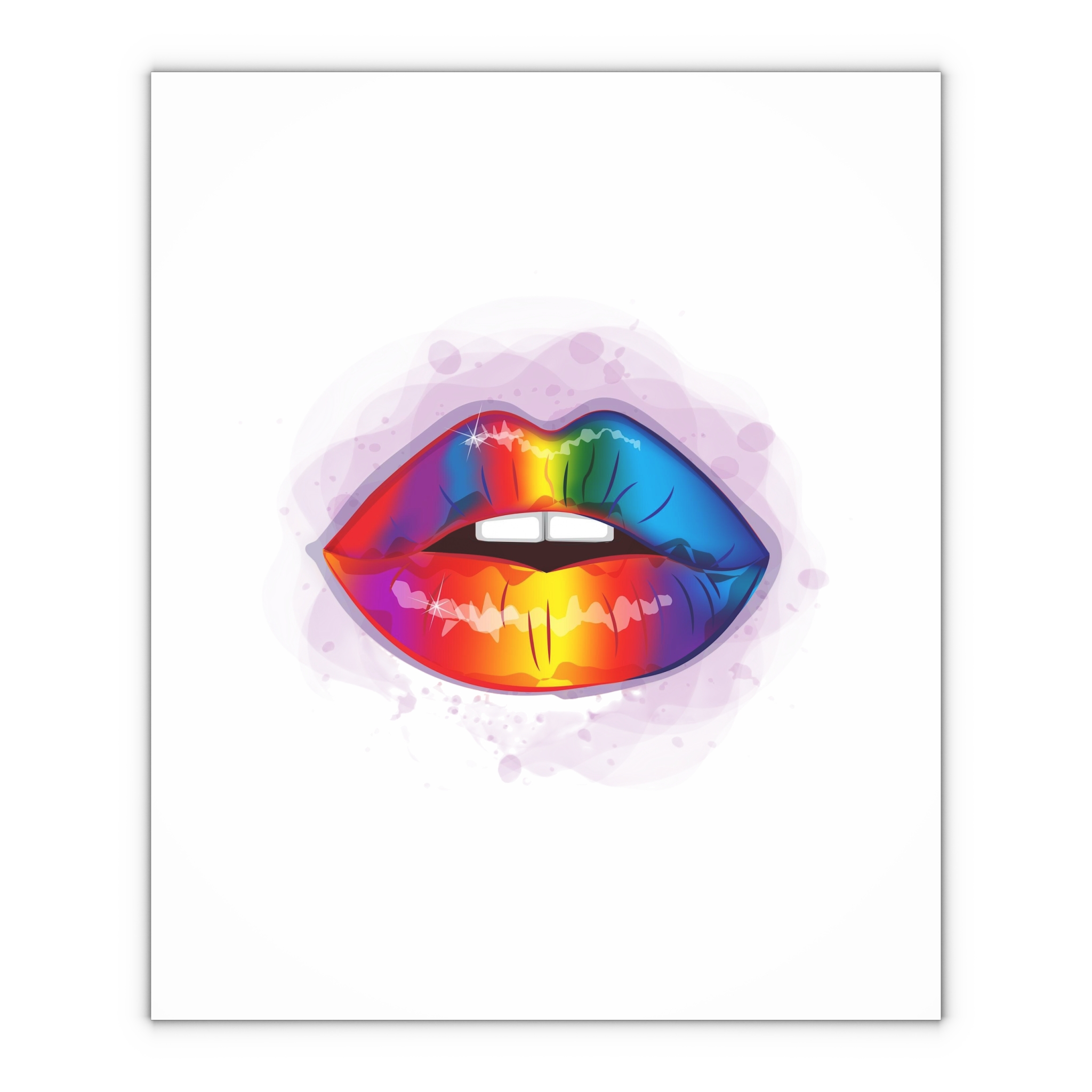 Rainbow Lips Lgbt Beautiful Fashionable Realistic Realistic Watercolor Style Print Vector Gift Wrapping Paper Sheets 1pc - Image 4