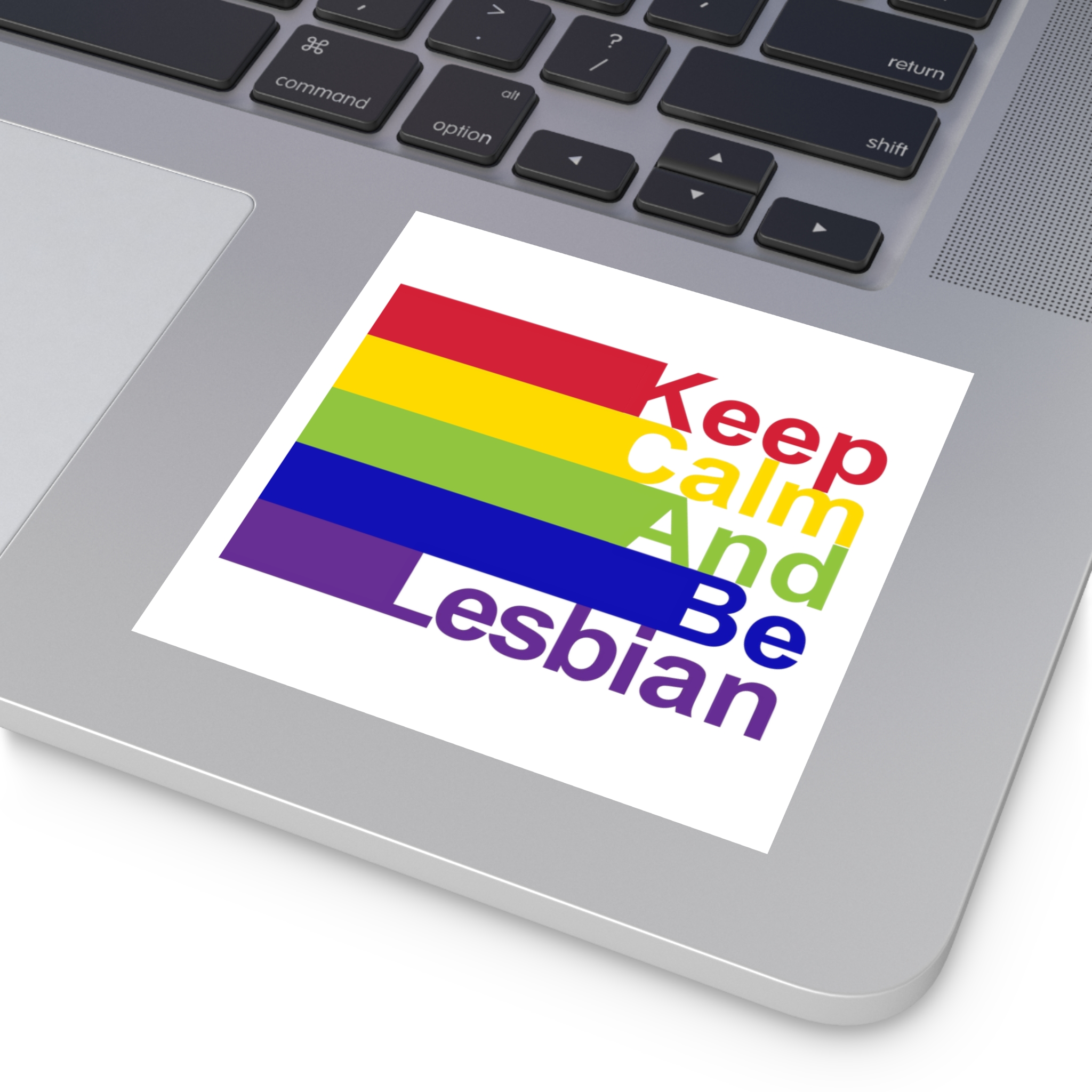 Lgbt Concept Motivating Phrase Colors Rainbow Keep Calm Be Yourself Laminate Stickers Square - Image 31
