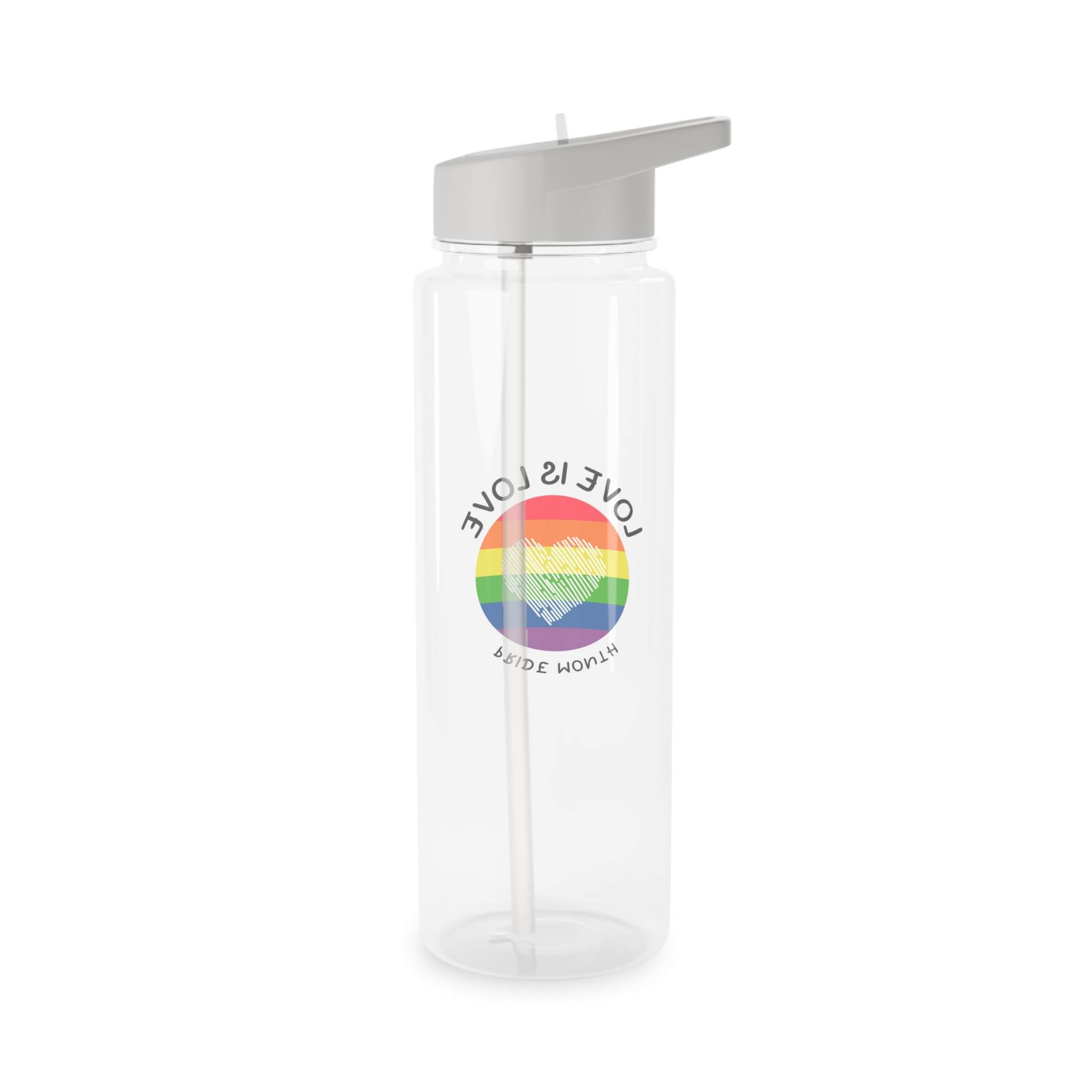 Lgbt Pride Month Love Is Love Lgbtq Symbol With Lgbt Pride Round Rainbow Flag With Heart Gay Pride Tritan Water Bottle - Image 6