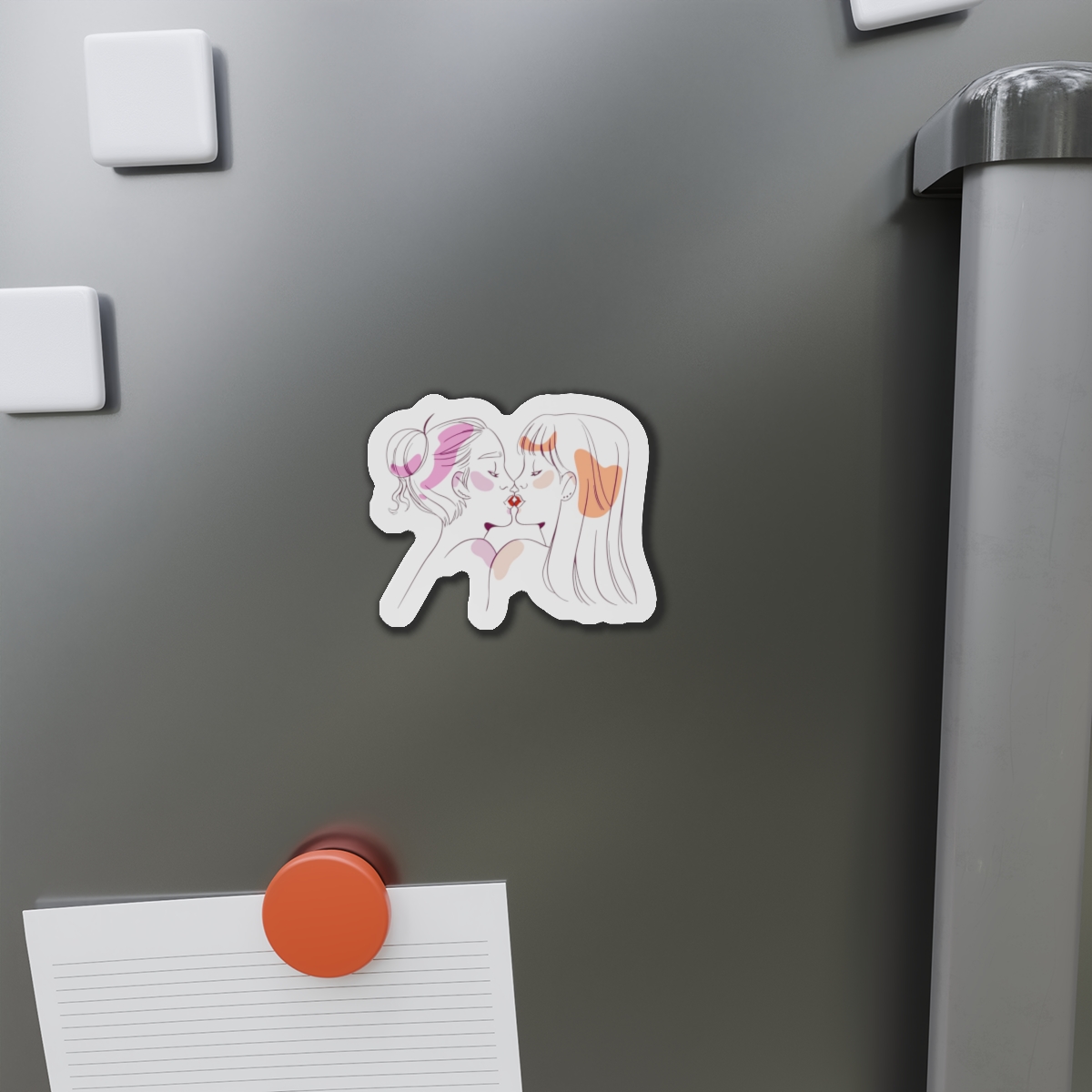 Hand Drawn Affectionate Lesbian Kiss (2) Die Cut Magnets - Image 8