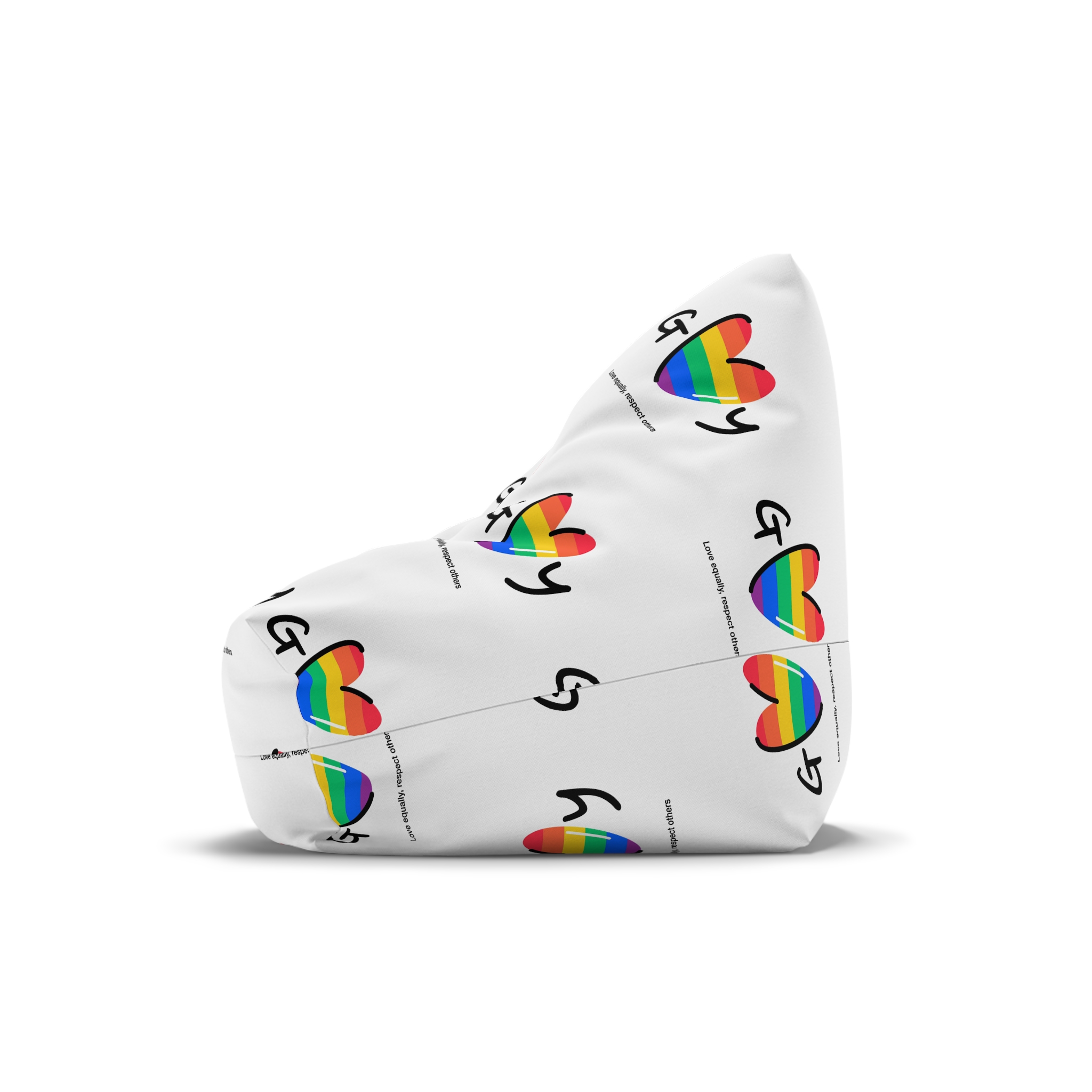 Love Letter Pride Rainbow Lettering Text Writing Pattern Freedom Love Heart Homo Colors Flag Parade Bean Bag Chair Cover - Image 4