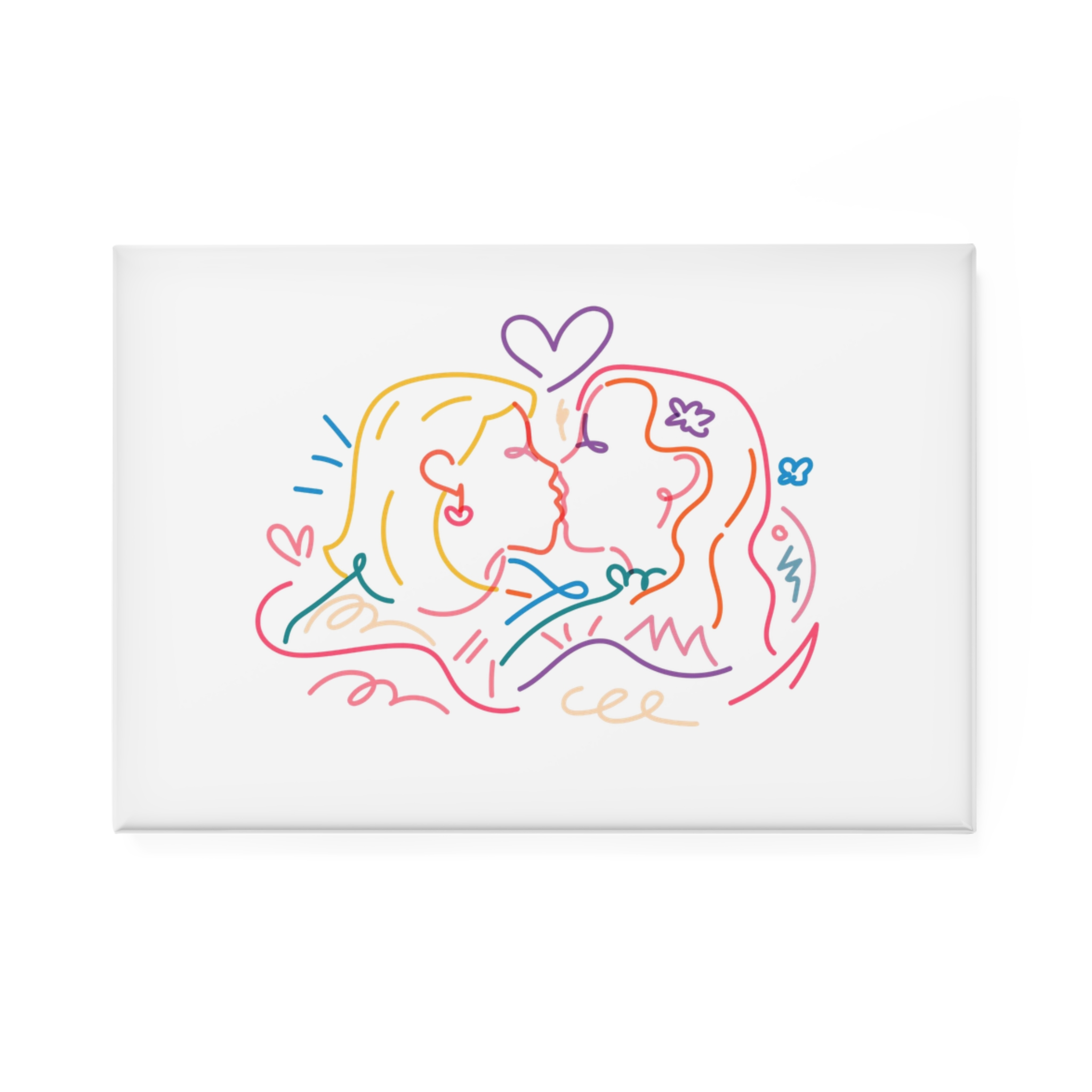 Lesbian Couple Kissing Clipart Gay Marriage Illustration Vector Button Magnet Rectangle 1 And 10 Pcs