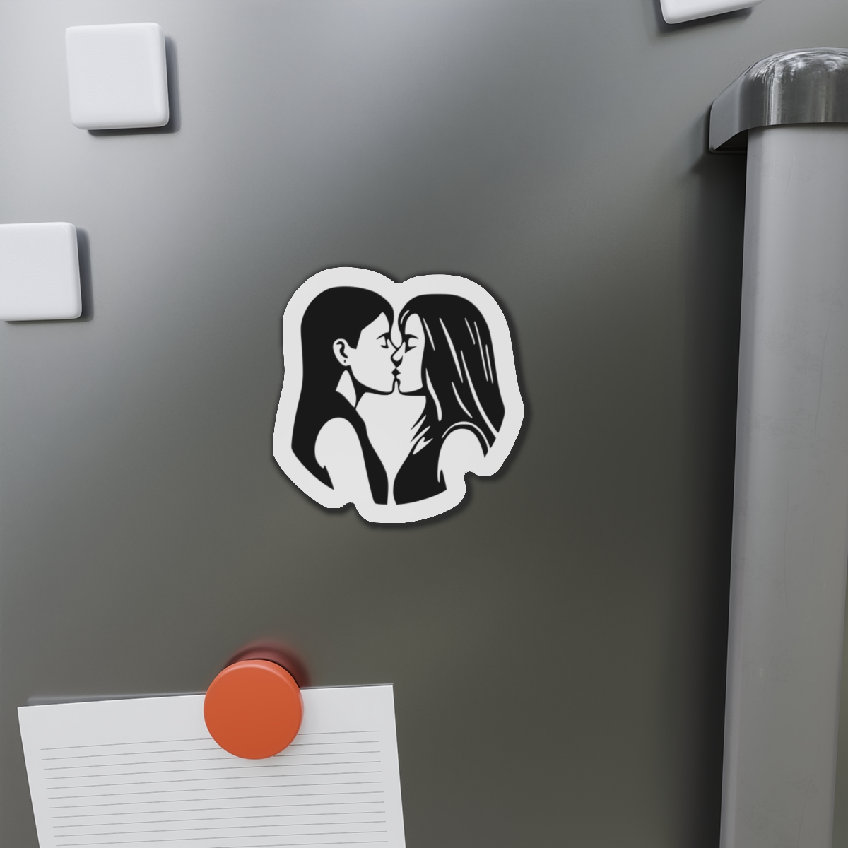 Lesbian Couple Kissing Lgbt Pride Black Outlines Isolated Vector Illustration Die Cut Magnets - Image 11