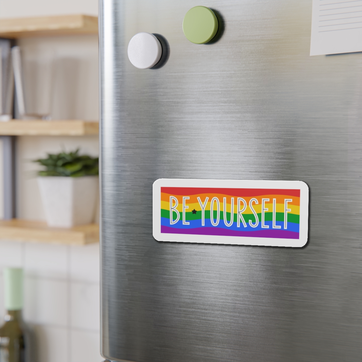 Be Yourself Phrase With Lgbtqia Flag Background Die Cut Magnets - Image 12