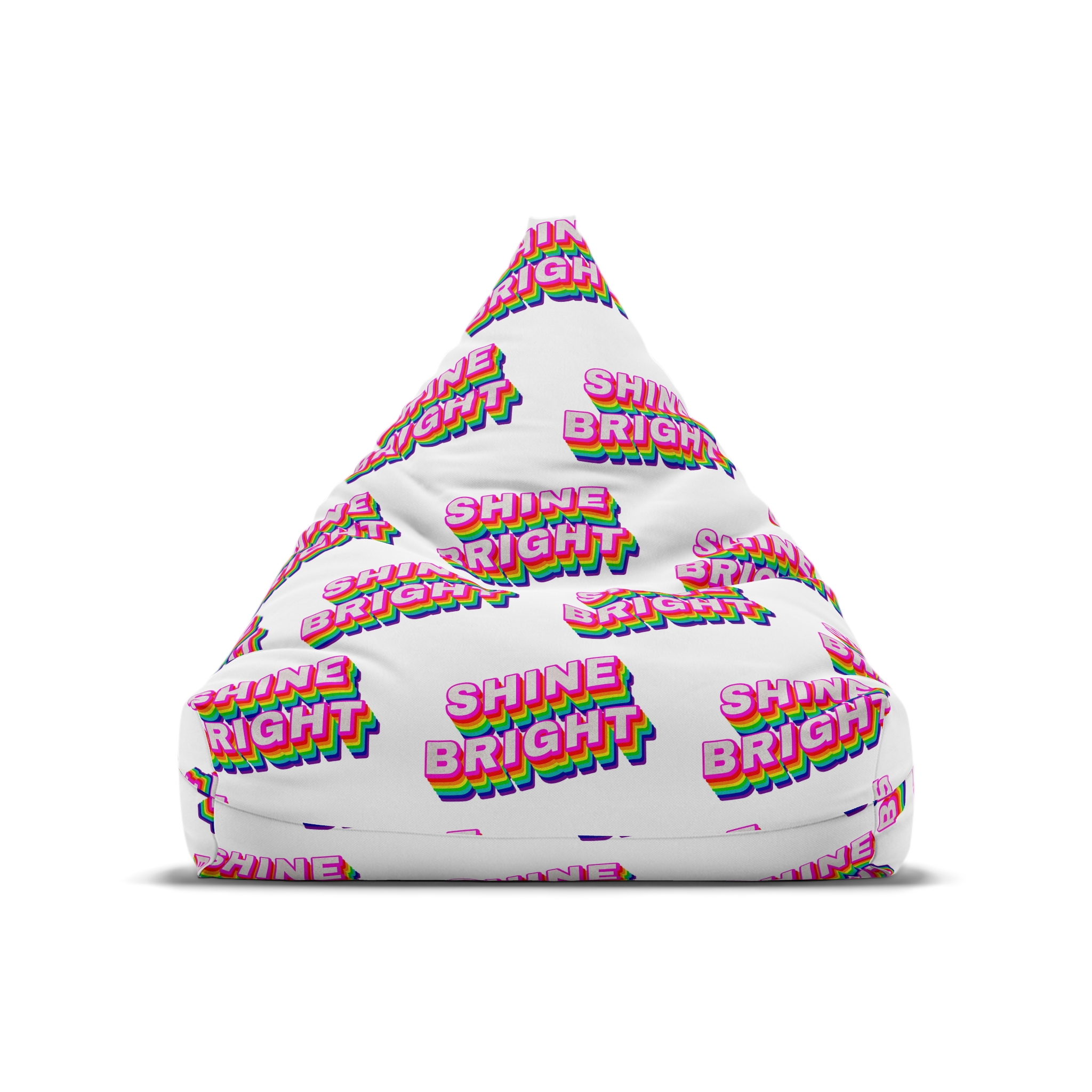 Rainbow Word Shine Bright Typography Design Element Bean Bag Chair Cover - Image 5